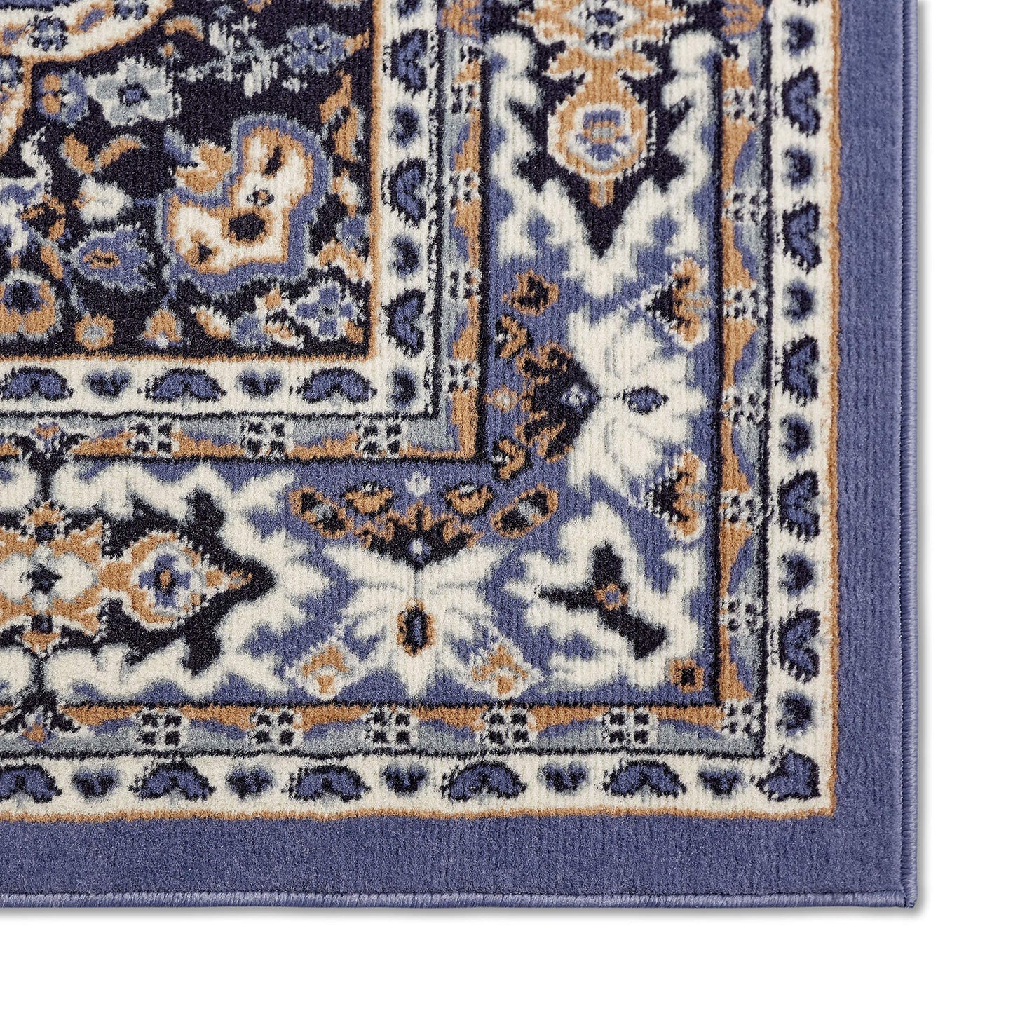 Home Dynamix Premium Sakarya Traditional Medallion Area Rug, Country Blue/Brown, 3'7"x5'2"