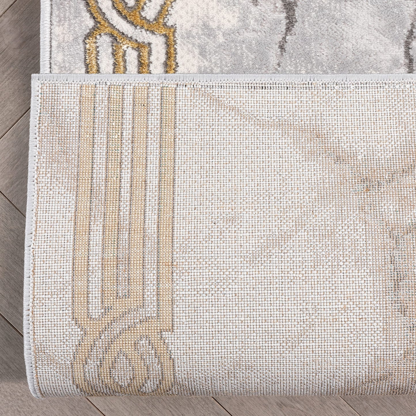Well Woven Custom Size Hallway Stair Runner - Choose Your Length - Fairmont Collection Lezlee Ivory Gold Abstract Marble Border 26 Inches Wide x 10 Feet (26" x 10') Runner