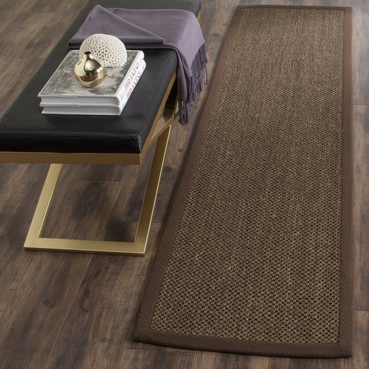 SAFAVIEH Natural Fiber Collection Runner Rug - 2' x 8', Brown, Sisal, Woven Design with Border (NF443D)