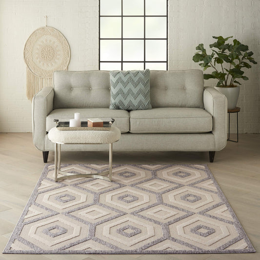 Nourison Home Palamos Cream 5'3" x 7'3" Area Rug - Easy Clean, Non Shedding, Bed Room, Living Room, Dining Room, Kitchen (5' x 7')