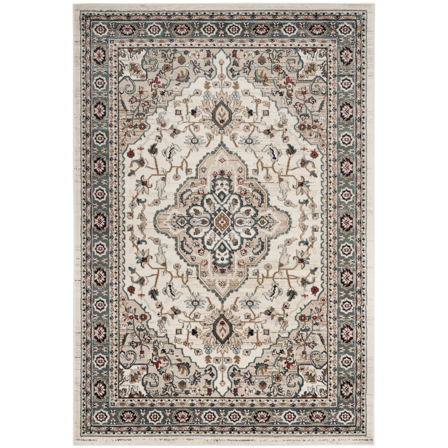 SAFAVIEH Lyndhurst Collection Area Rug - 8' x 10', Cream & Beige, Traditional Oriental Design, Non-Shedding & Easy Care, Ideal for High Traffic Areas in Living Room, Bedroom (LNH338B)