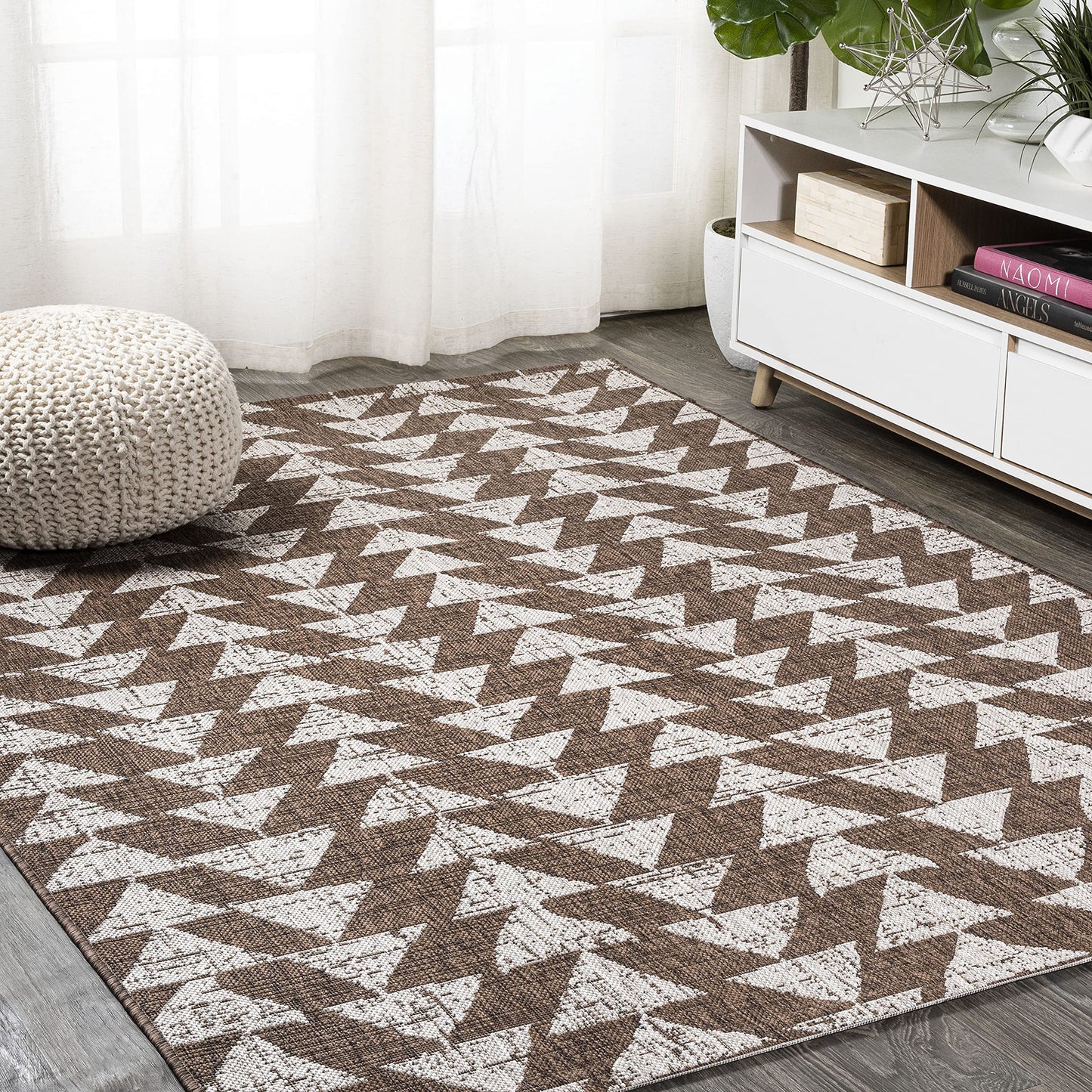 JONATHAN Y Tribal Geometric Indoor Outdoor Area Rug 3X5 Brown/Beige, Andratx Modern for Backyard, Patio, Porch, Easy-Cleaning, High Traffic, Pet-Friendly, Non-Shedding (SMB126A-3)