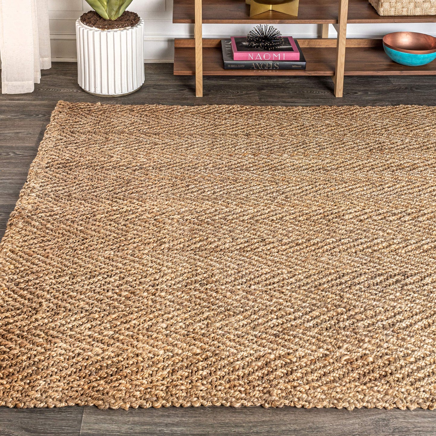 JONATHAN Y Espina Hand Woven Herringbone Chunky Jute Natural Indoor Area Rug, 5x8, Bohemian, Cottage, Easy-Cleaning for Living Room, Bedroom, Kitchen, Pet Friendly, Non-Shedding (NFR101A-5)