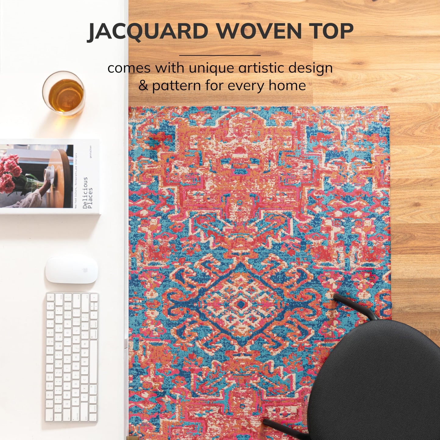 Anji Mountain Rug'd Office Chair Mat for Carpet & Hardwood Floor - Jacquard Woven, Anti-Slip Backing, Low Pile, Floor Protector Desk Chair Mat, Office Rugs for Rolling Chairs (Phoenix - 36" x 48")