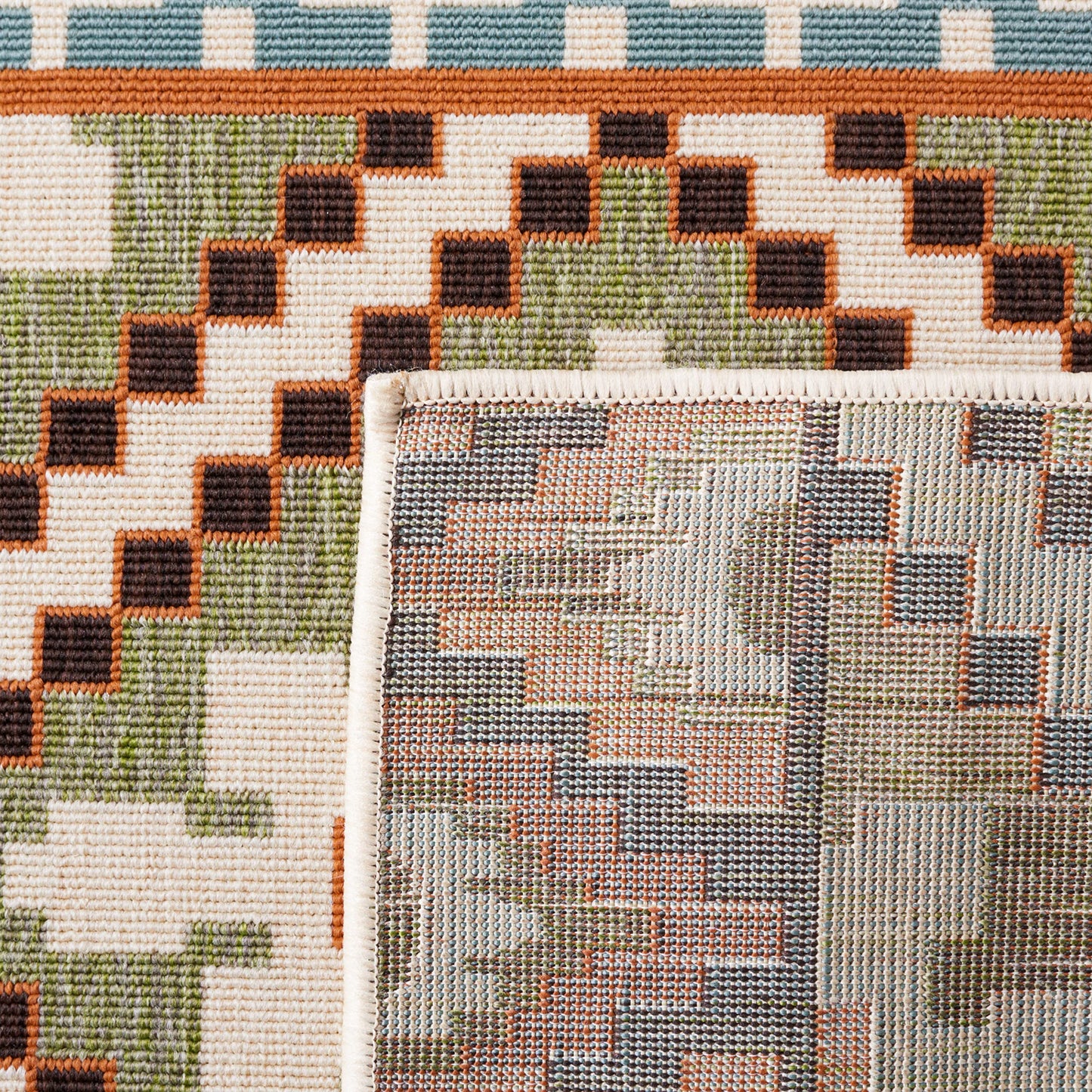 SAFAVIEH Washable Rug Outdoor Veranda Collection - 2' x 3'7", Green & Terracotta, Non-Shedding & Easy to Clean, Ideal for Entryway, Patio, Kitchen, Mudroom, Front Door (VER097-0745)