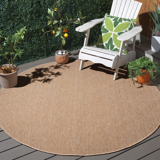 SAFAVIEH Washable Rug Outdoor Sisal All-Weather Collection - 7'9" Round, Natural, Non-Shedding & Easy to Clean, Ideal for Patio, Backyard, Mudroom (SAW642B)