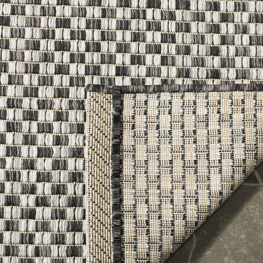 SAFAVIEH Washable Rug Outdoor Courtyard Collection - 2' x 3'7", Black & Light Grey, Non-Shedding & Easy Cleaning, Ideal for Patio, Front Door, Entryway, Doormat (CY8653-37621)