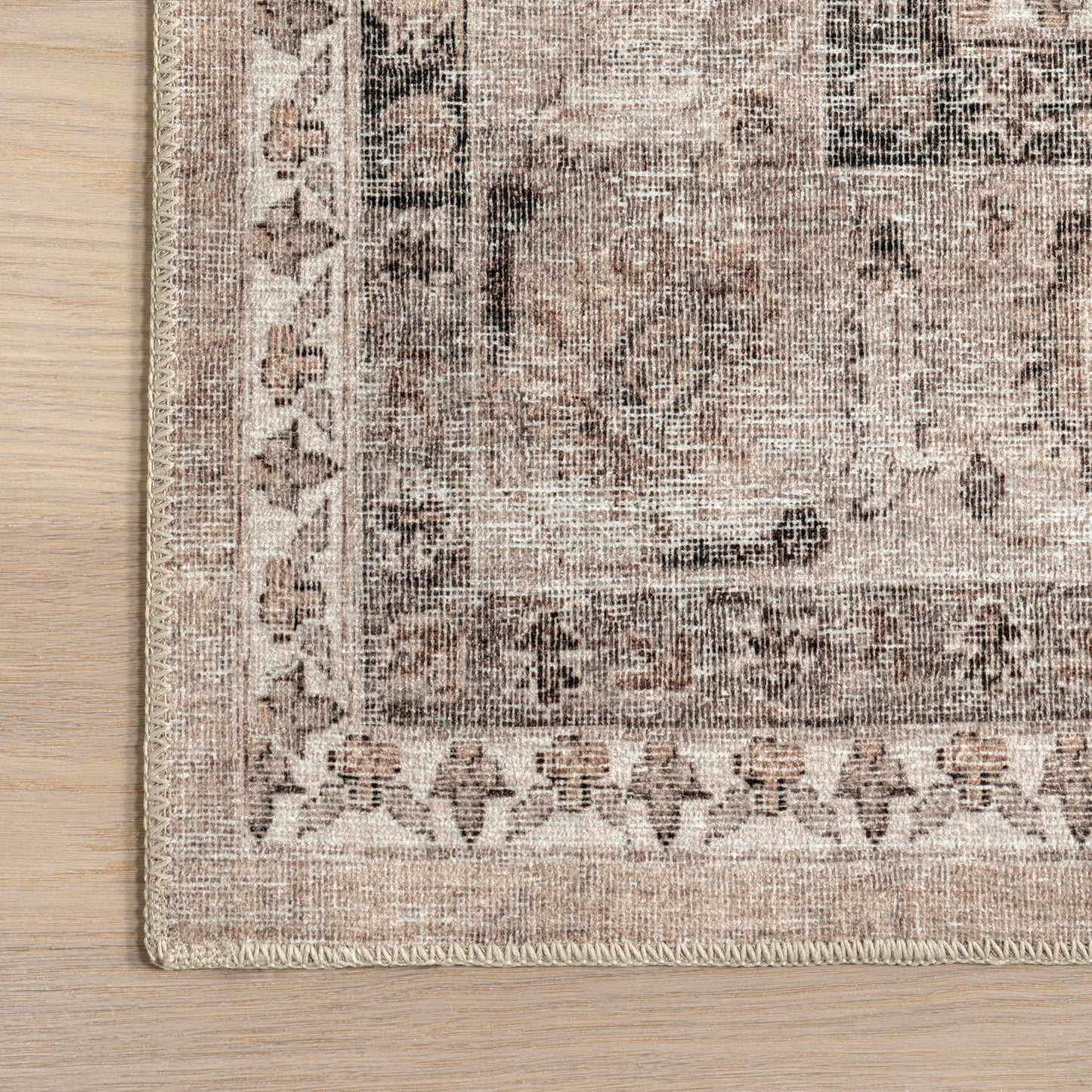 Nuloom Splashguard Collection Davi Stone/Ivory, 2' x 3', Vintage, Soft and Cozy, High Traffic, Stain Resistant, Durable, Machine Washable Area Rug for Bedroom, Living Room, Dining, Foyer, Entryway