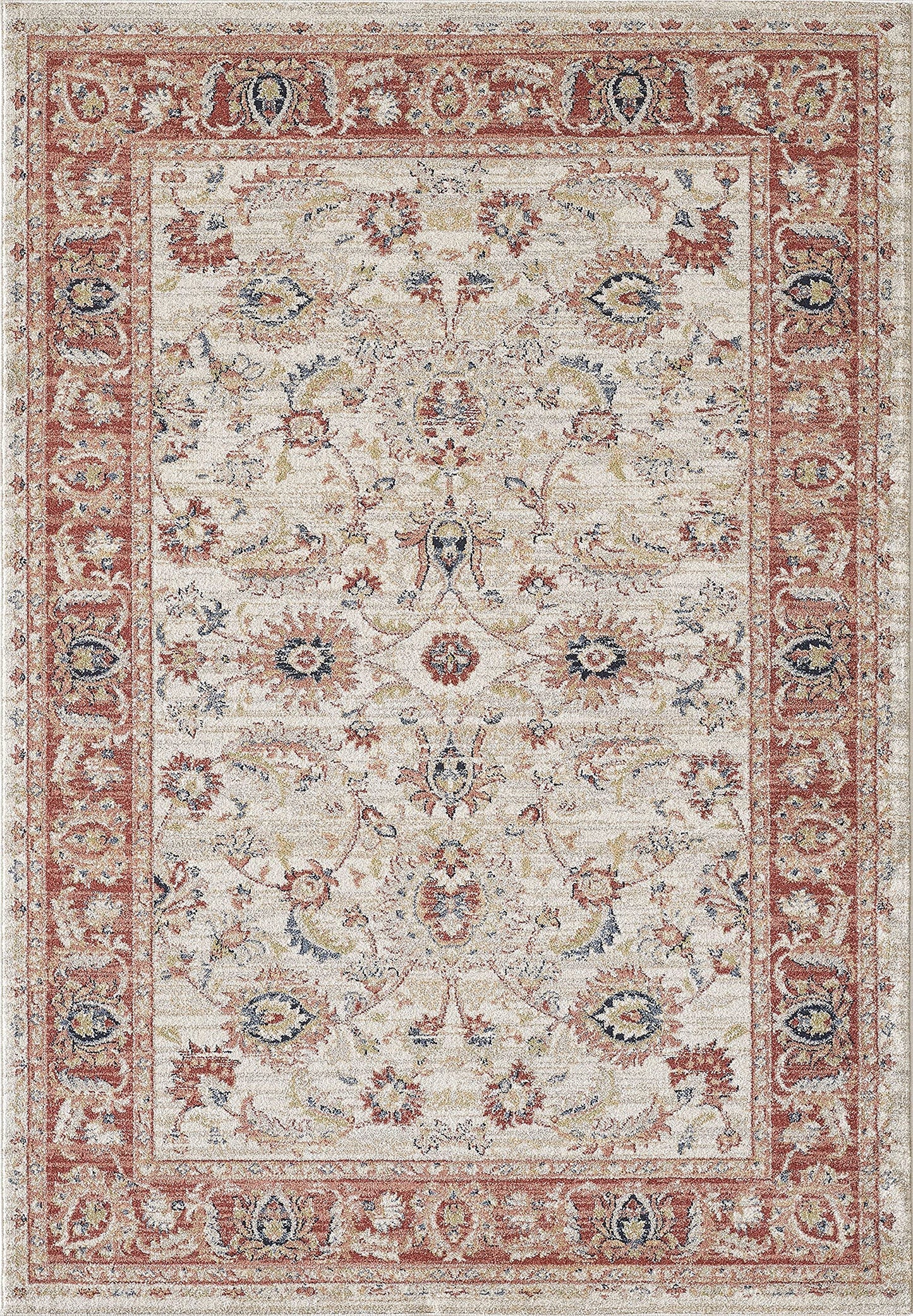 Abani Traditional Beige & Red 5'3" x 7'6" Area Rug, Babylon Collection - Classic Motif Vintage Turkish Accent Rug Rugs
