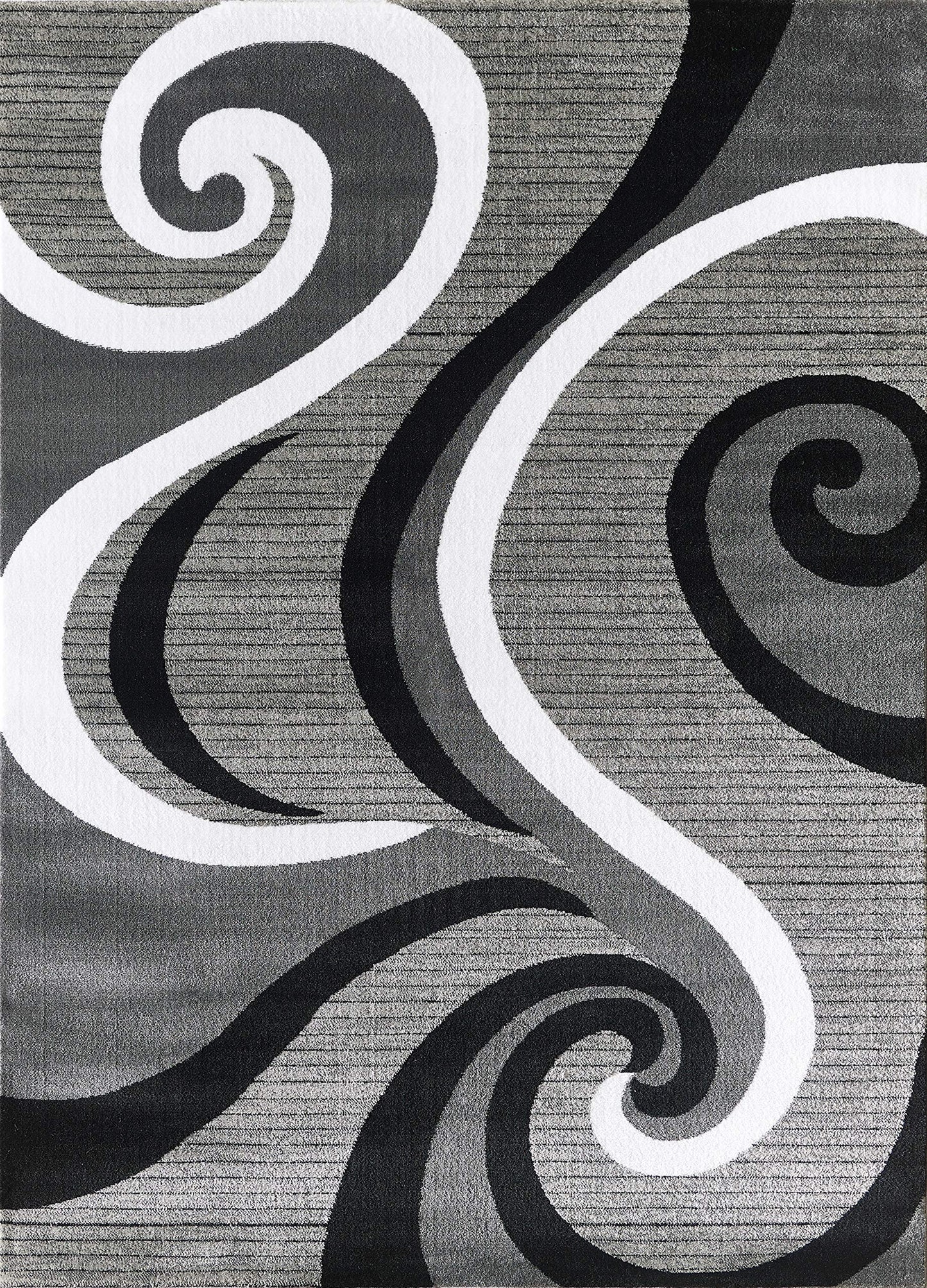 GLORY RUGS Modern Area Rug Swirls Carpet Bedroom Living Room Contemporary Dining Accent Sevilla Collection 4817 (4x6, Grey Black)