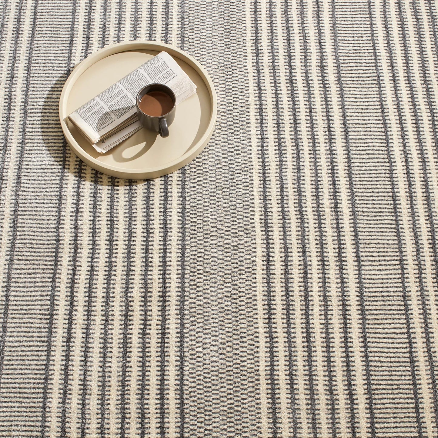 Dash & Albert Tracks Grey Hand Loom Knotted Wool Rug, Runner-2.5 X 8 Feet, Grey Geometric Pattern - Premium Luxury Hotel Quality Soft Breathable Hypoallergenic Machine Washable Easy Care All