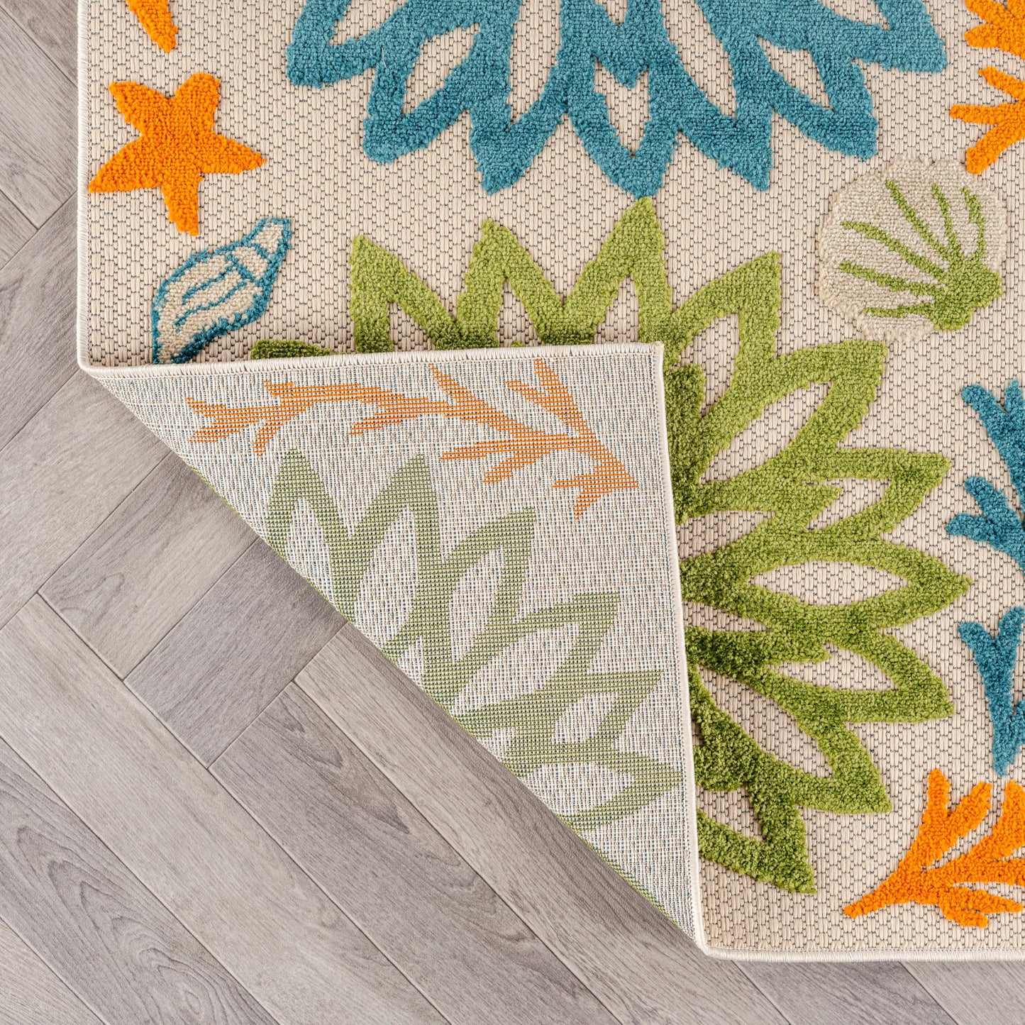 Rugshop Indoor/Outdoor High-Low Textured Area Rug, Coastal Floral, Easy-Clean Patio Rug for Porch Deck Balcony 6' 6" x 9' Multi
