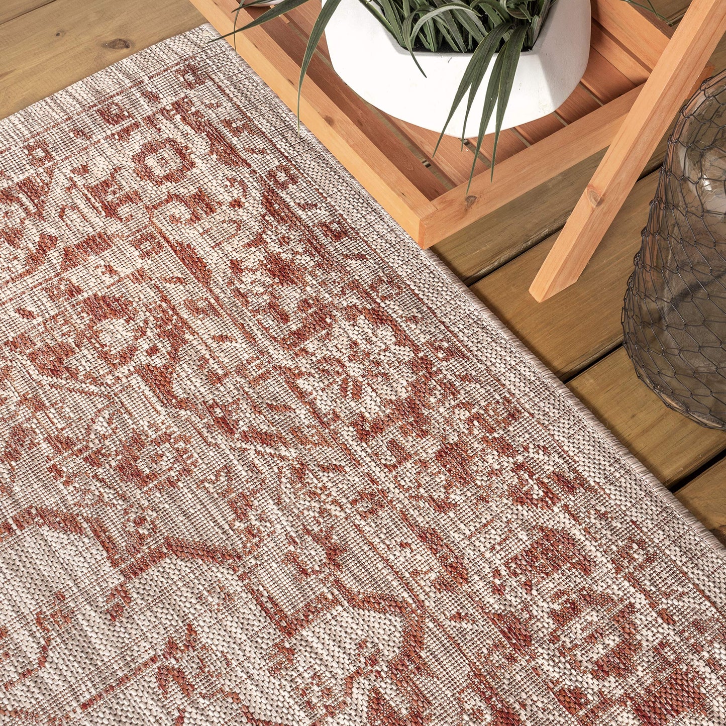 JONATHAN Y Boho Medallion Indoor Outdoor Area Rug 8X10 Red/Taupe, Rozetta Textured Weave for Backyard, Patio, Porch, Easy-Cleaning, High Traffic, Pet-Friendly, Non-Shedding (SMB102A-8)