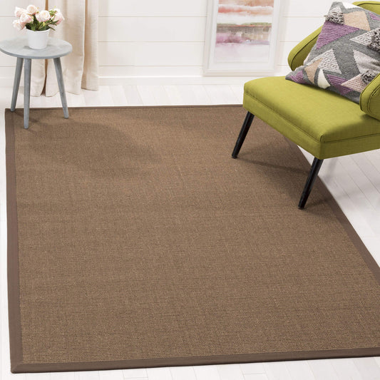 SAFAVIEH Natural Fiber Collection Accent Rug - 4' x 6', Brown & Brown, Border Sisal Design, Easy Care, Ideal for High Traffic Areas in Entryway, Living Room, Bedroom (NF441C)