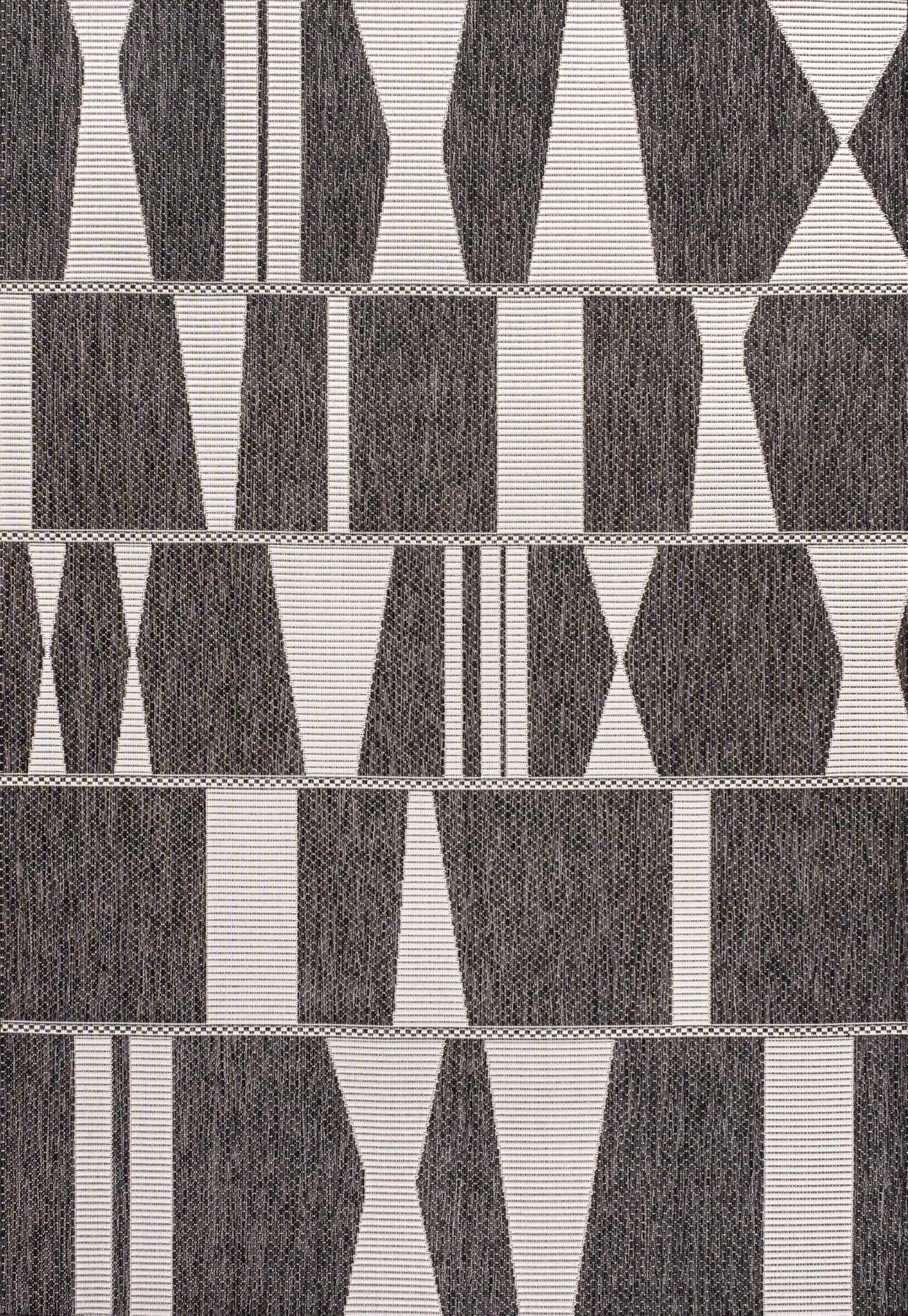 JONATHAN Y Abstract Two-Tone Indoor Outdoor Area Rug 5X8 Black/Cream, Lucian Modern Geometric for Backyard, Patio, Porch, Easy-Cleaning, High Traffic, Pet-Friendly, Non-Shedding (TSN303A-5)