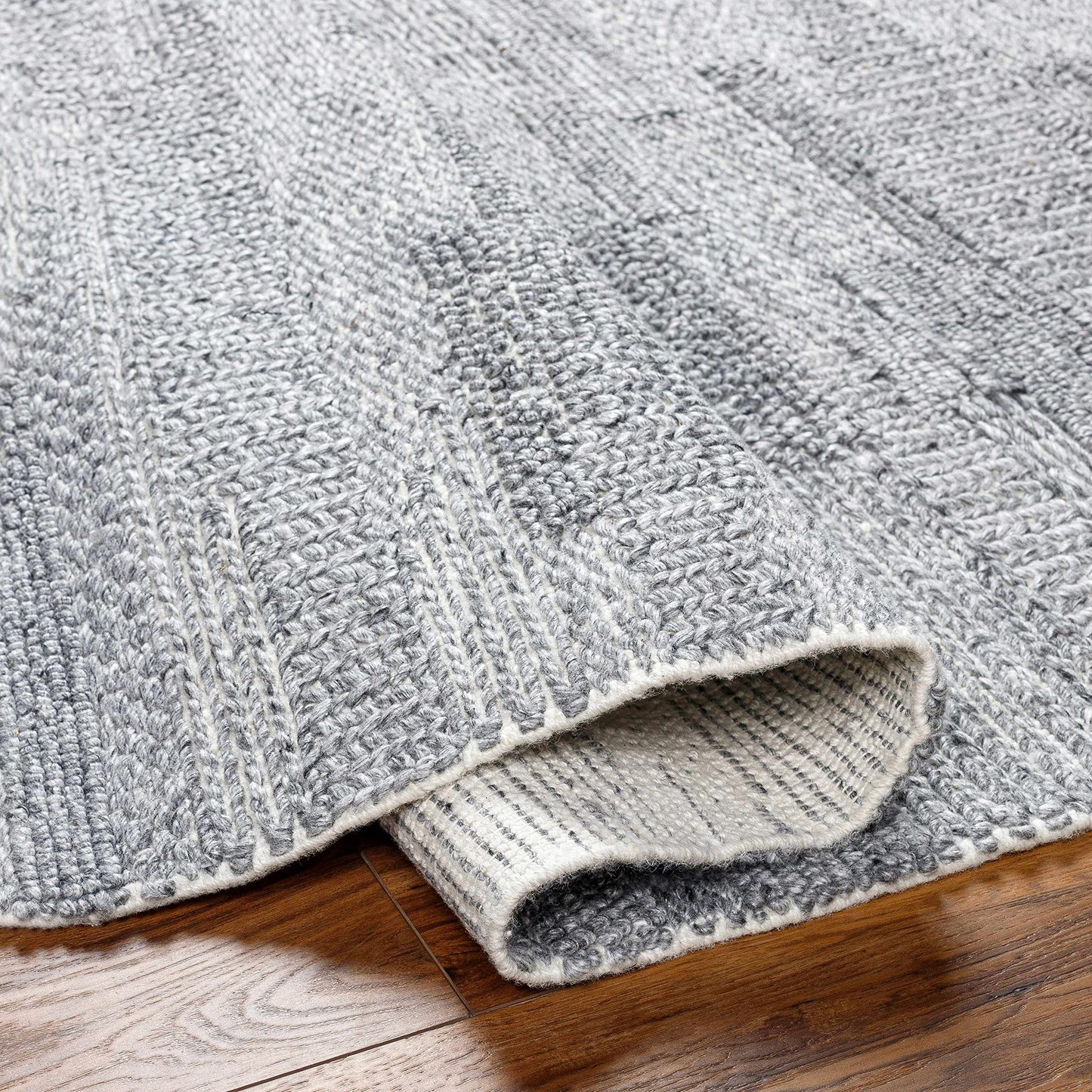 Hauteloom Chepe Recycled Material Area Rug - Abstract Striped Distressed Faded - Contemporary Modern Minimalist Transitional Scandinavian - Medium Gray, Ink, Silverton, Gray, White - 2' x 3'