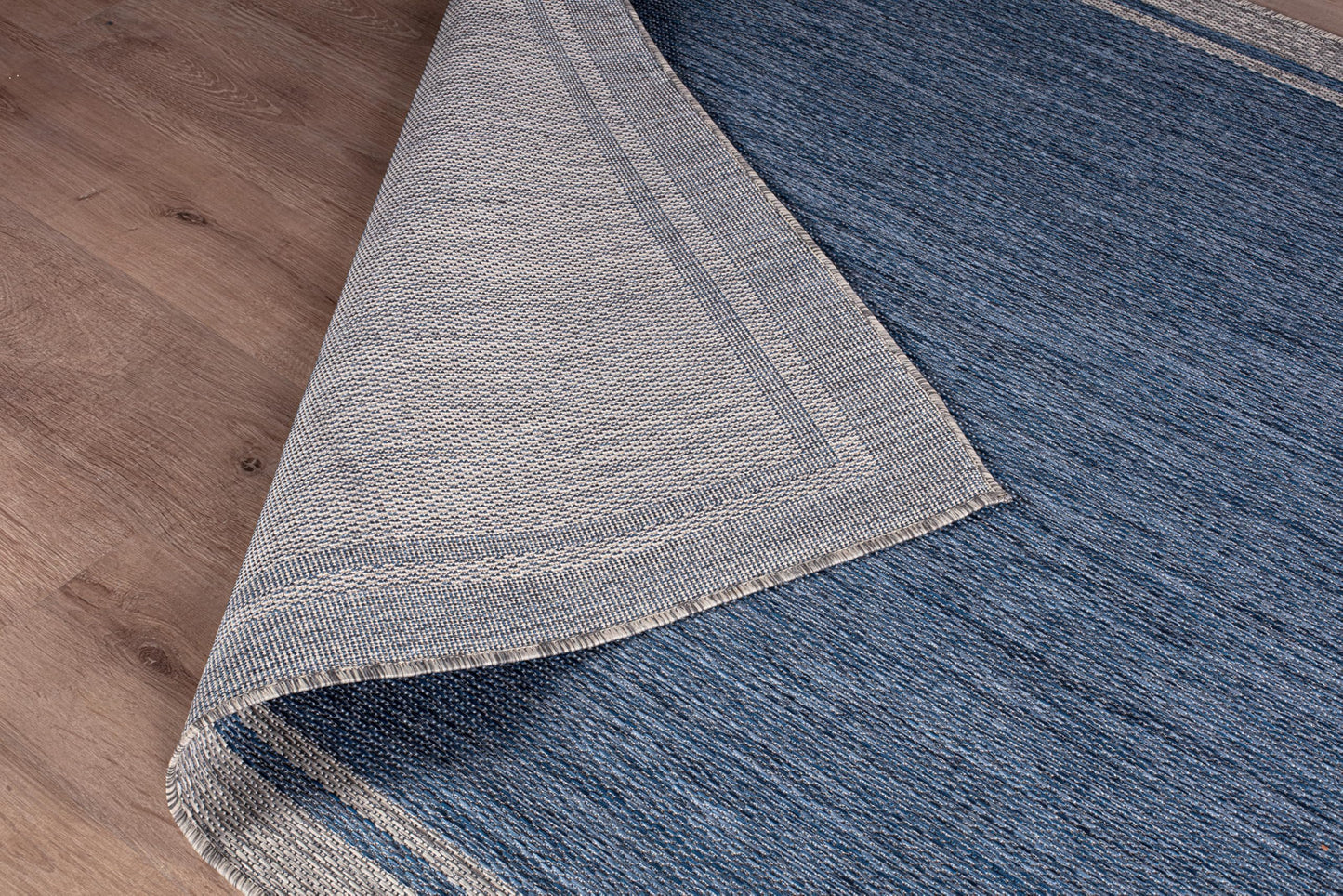 CAMILSON Outdoor Rug, 8x10 Bordered Navy Blue Gray Modern Area Rugs for Indoor and Outdoor Patios, Porches Waterproof Washable Porch Deck Outside Carpet (Bordered Navy, 8 x 10)