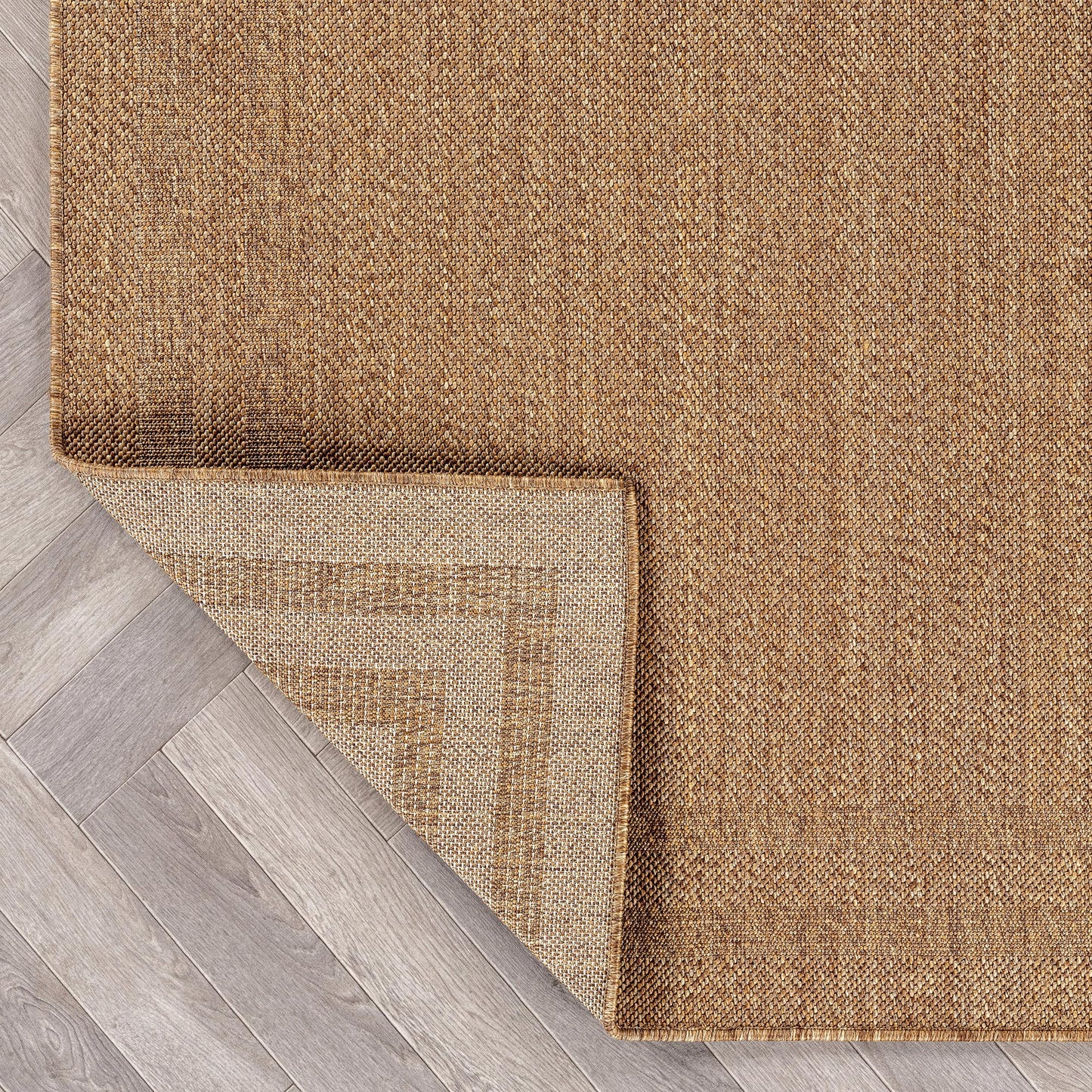 Rugshop Border Stripe Indoor Outdoor Flat Woven Area Rug,Natural Jute-Style,Easy-Care Patio Rug for Backyard Porch Deck Balcony, 7'10" x 10' Natural/Jute