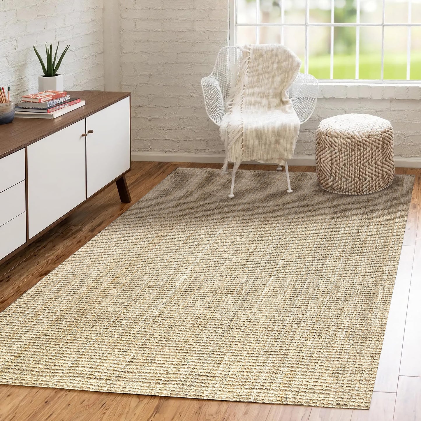 JONATHAN Y Hiro Hand Woven Chunky Jute Ivory Indoor Area Rug, 5x8, Bohemian, Transitional, Easy-Cleaning for Living Room, Bedroom, Kitchen, Pet Friendly, Non-Shedding (NFR103A-5)