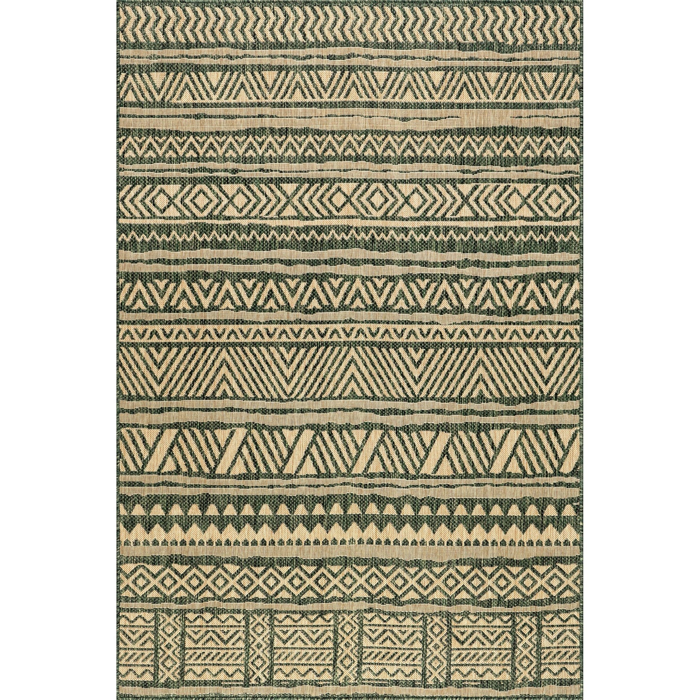 nuLOOM Outdoor Performance Abbey Green/Brown, 5' x 8', Tribal, Soft and Cozy, High Traffic, Performance, Weather Resistant Area Rug for Indoor/Outdoor Patio, Deck, Porch, Garden, Courtyard