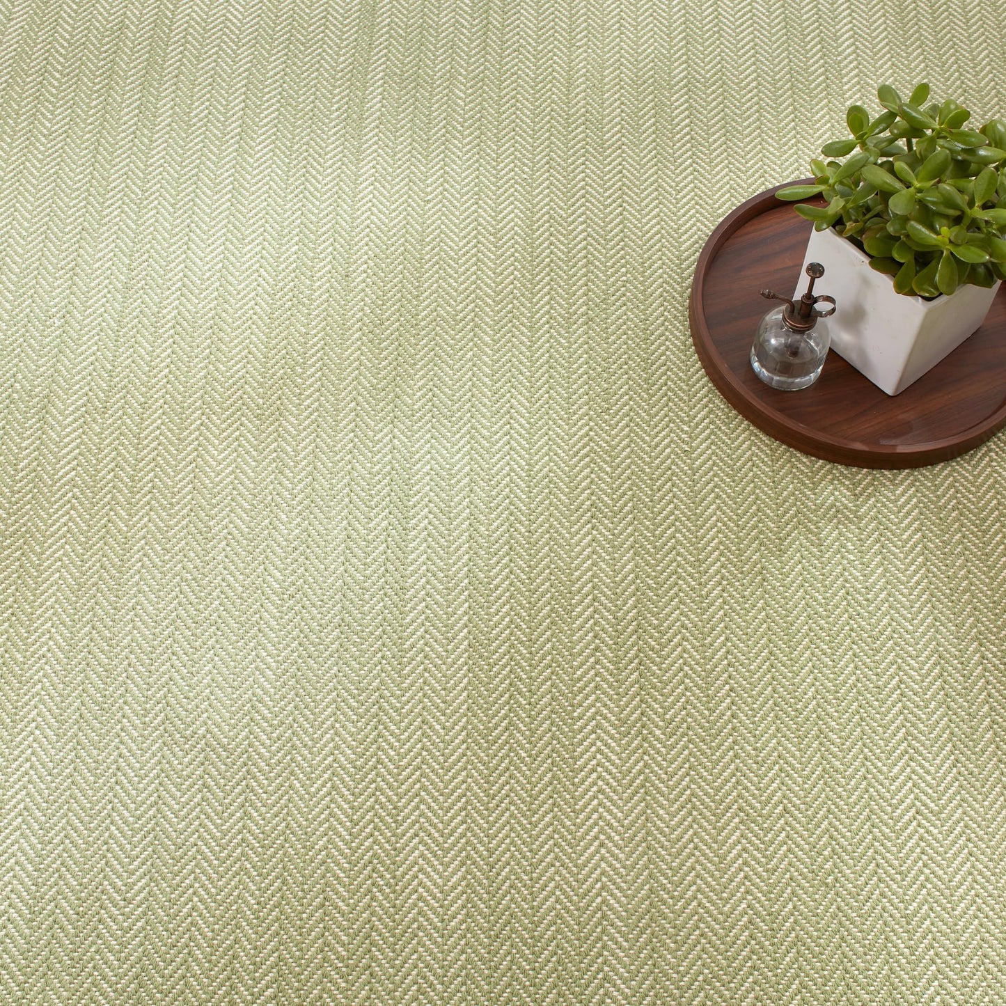 Dash & Albert Herringbone Sage Handwoven Cotton Rug, Runner-2.5 X 8 Feet, Green Geometric Pattern - Premium Luxury Hotel Quality Soft Breathable Hypoallergenic Machine Washable Easy Care All