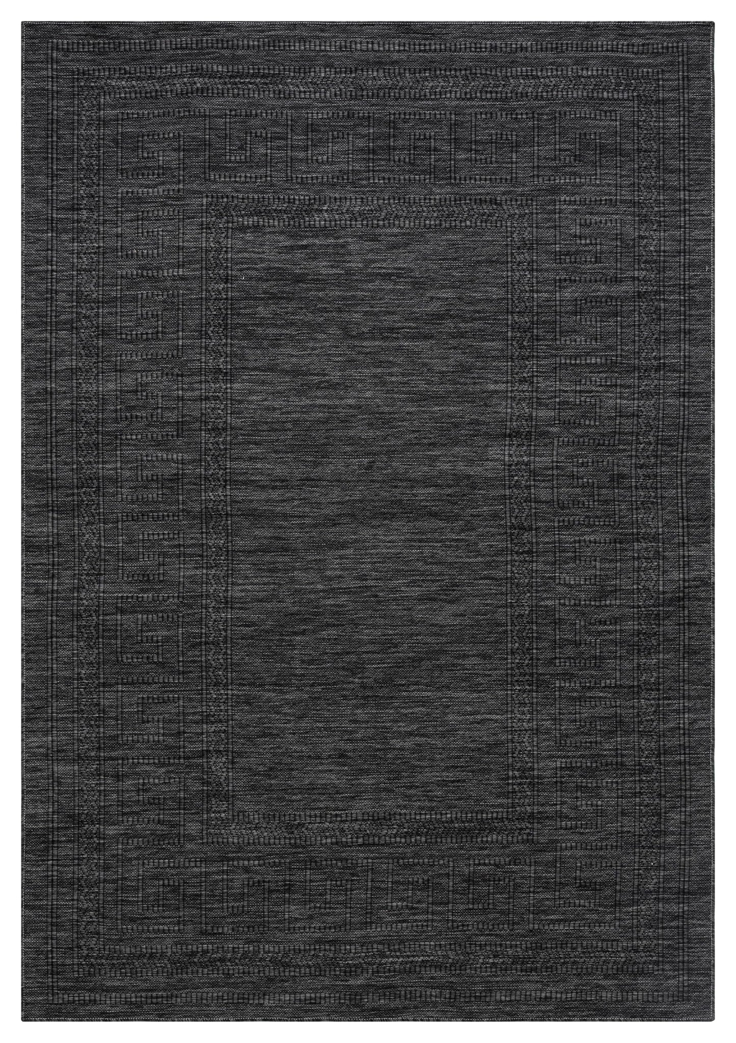 RUGGERRUGS Diana Textured Foldable Indoor Outdoor Rug, 5x7, Weather Resistant, Easy Clean, UV Resistant, Modern Bordered Patio Carpet for Porch, Deck, Backyard, Living Room (5' x 7', Charcoal)