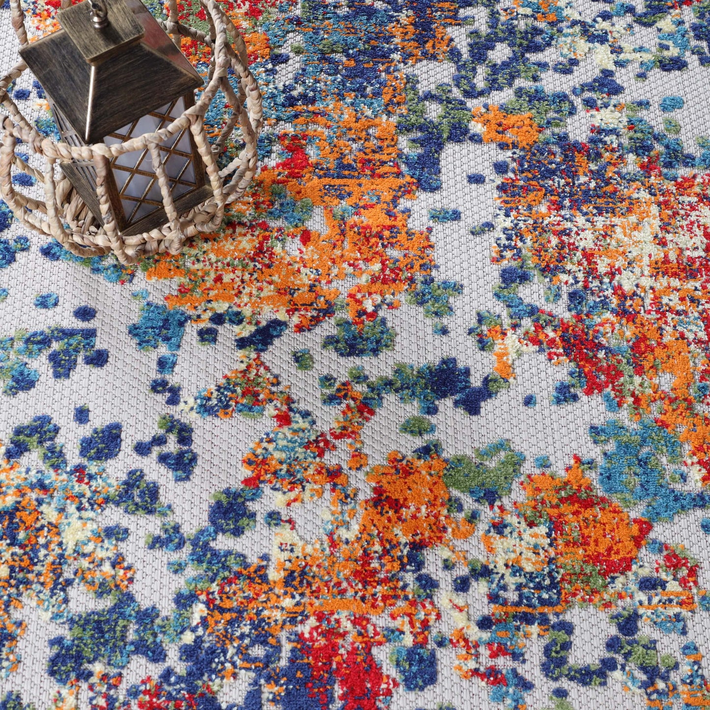 Superior Indoor Outdoor Area Rug, Perfect for Patio, Bedroom, Kitchen, Living Room, Entryway, Playroom, Nursery, Carpet Cover, Abstract Splatter Modern, Kalina Collection, 4' x 6', Cream