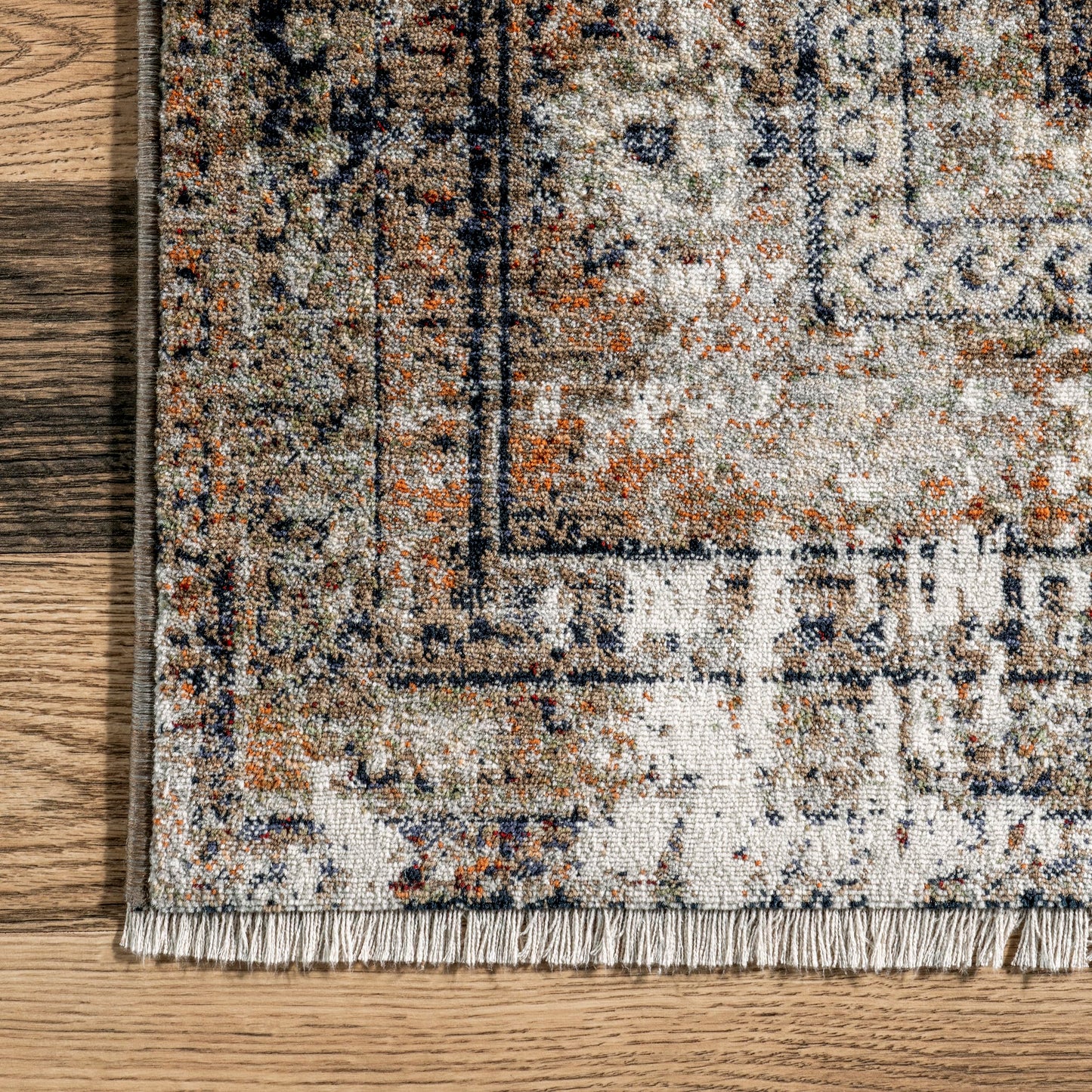 Nuloom Fringed Performance Charvi Beige/Ivory, 10' x 13' Distressed Medallion, Soft and Cozy, High Traffic, Stain Resistant, Easy Clean, Durable Area Rug for Bedroom, Living Room, Dining, Foyer