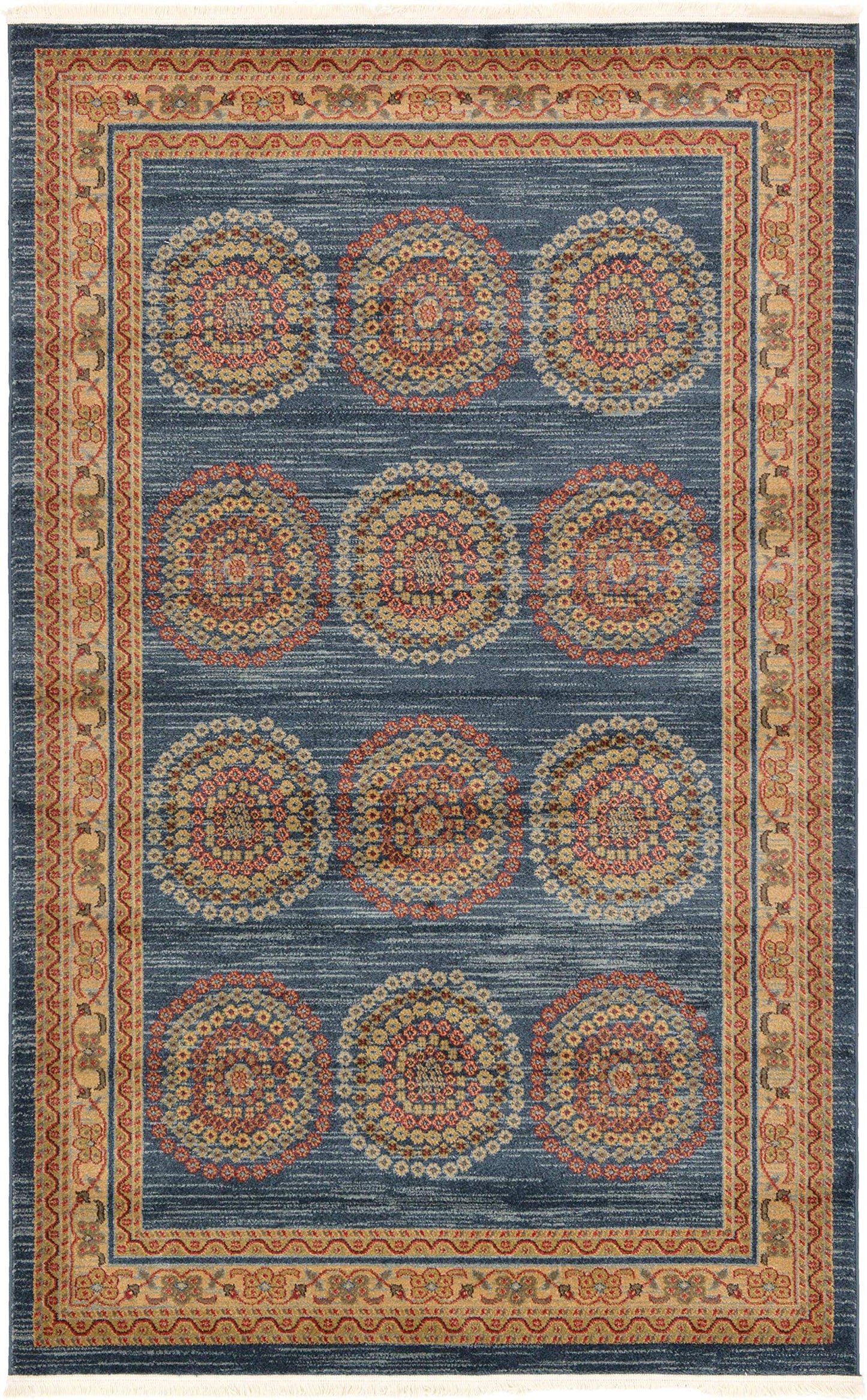 Unique Loom Fars Collection Modern Medallion Tribal Design with Natural Hues Area Rug (5' 0 x 8' 0 Rectangular, Navy Blue/ Beige)