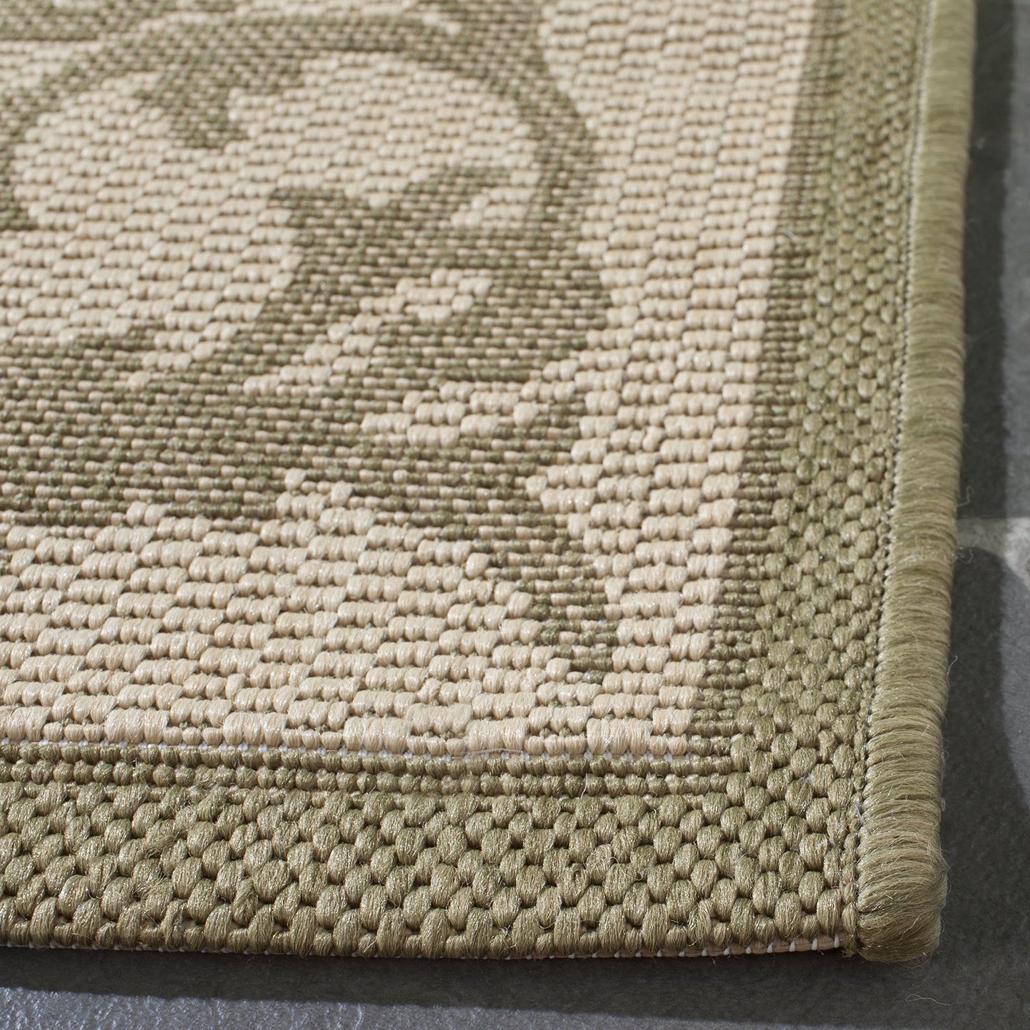 SAFAVIEH Washable Rug Outdoor Courtyard Collection - 2'3" x 10' Runner, Natural & Olive, Non-Shedding & Easy Cleaning, Ideal for Patio, Entryway, Mudroom, Hallway, Kitchen (CY2653-1E01)