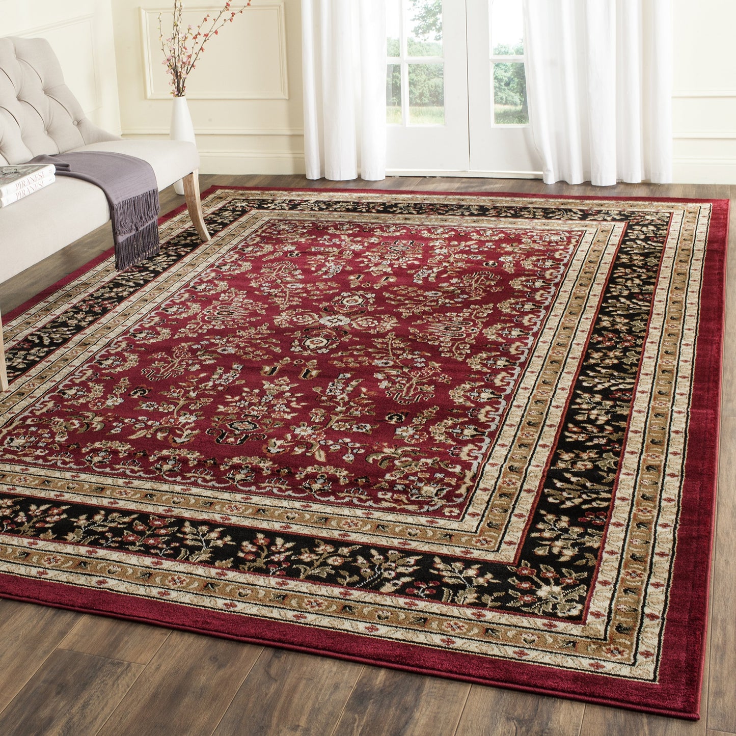SAFAVIEH Area Rug 8x10 - Lyndhurst Collection - Large - Red & Black, Traditional Oriental Design, Non-Shedding & Easy to Clean, Ideal for Living Room, Bedroom, Dining Space (LNH331B)
