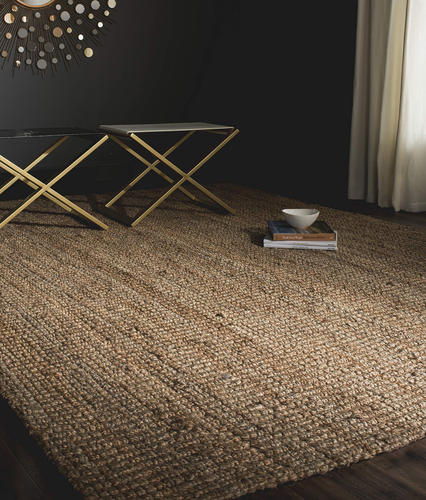 SAFAVIEH Area Rug 6x9 - Natural Fiber Collection - Natural Brown, Handmade Jute, Farmhouse Style, Chunky Textured Thick Pile (NF447A)