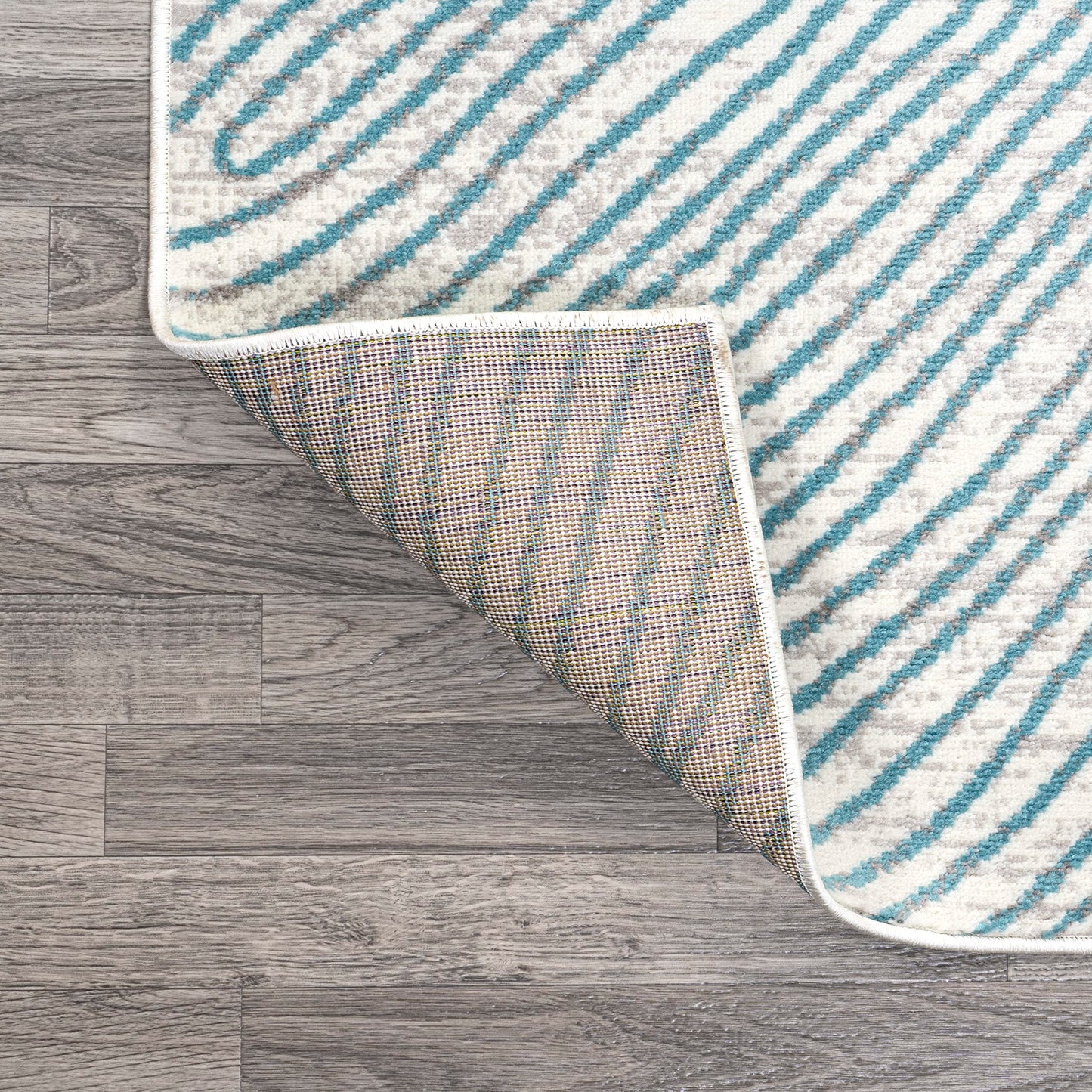 JONATHAN Y Arlo Woodgrain Geometric Ivory/Blue Indoor Area Rug, 8x10, Modern, Contemporary, Easy-Cleaning for Living Room, Bedroom, Kitchen, Pet Friendly, Non-Shedding (LUX104A-8)