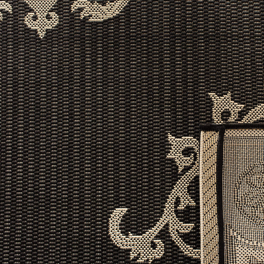 SAFAVIEH Washable Rug Outdoor Courtyard Collection - 2'7" x 5', Black & Sand, Non-Shedding & Easy Cleaning, Ideal for Patio, Backyard, Mudroom (CY2914-3908)