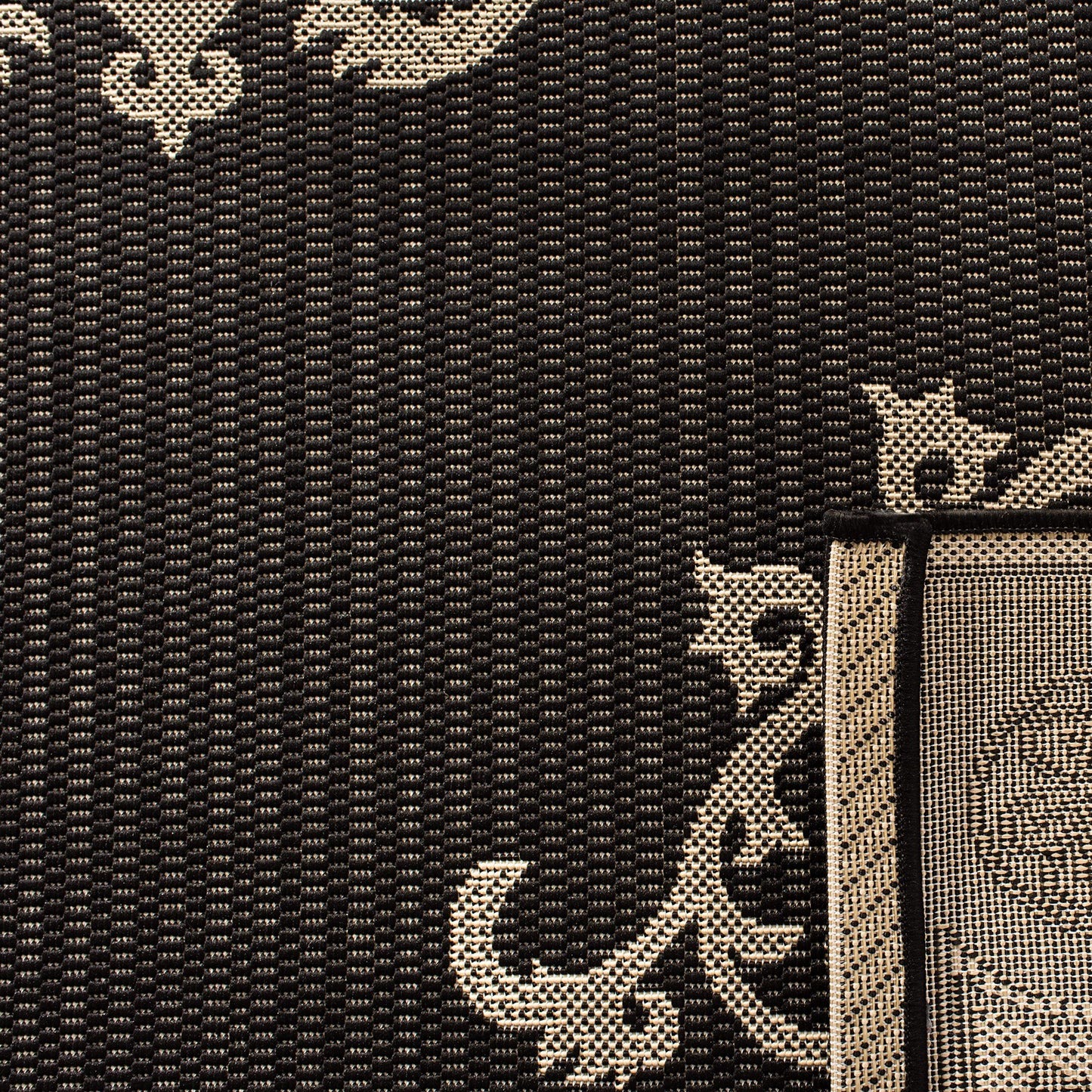 SAFAVIEH Washable Rug Outdoor Courtyard Collection - 2'3" x 12' Runner, Black & Sand, Non-Shedding & Easy Cleaning, Ideal for Patio, Entryway, Mudroom, Hallway, Kitchen (CY2914-3908)