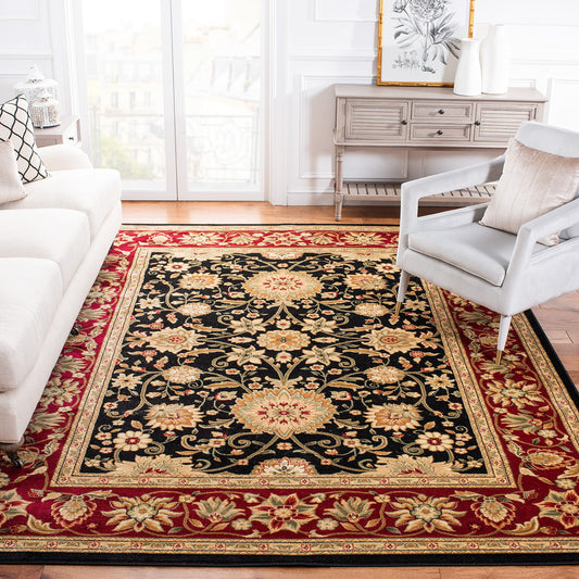 SAFAVIEH Lyndhurst Collection Area Rug - 8' x 10', Black & Red, Traditional Oriental Design, Non-Shedding & Easy Care, Ideal for High Traffic Areas in Living Room, Bedroom (LNH212G)