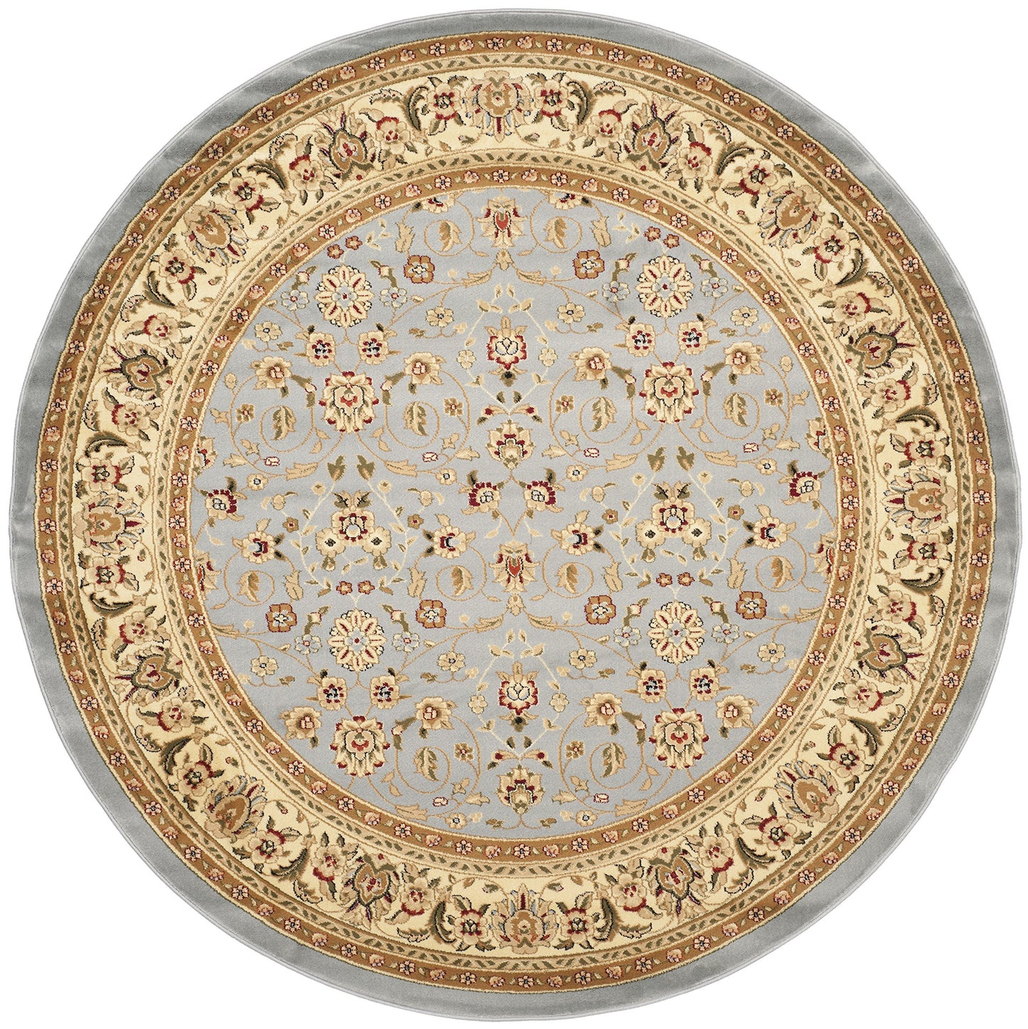 SAFAVIEH Lyndhurst Collection Area Rug - 4' Round, Light Blue & Ivory, Traditional Oriental Design, Non-Shedding & Easy Care, Ideal for High Traffic Areas in Living Room, Bedroom (LNH312B)