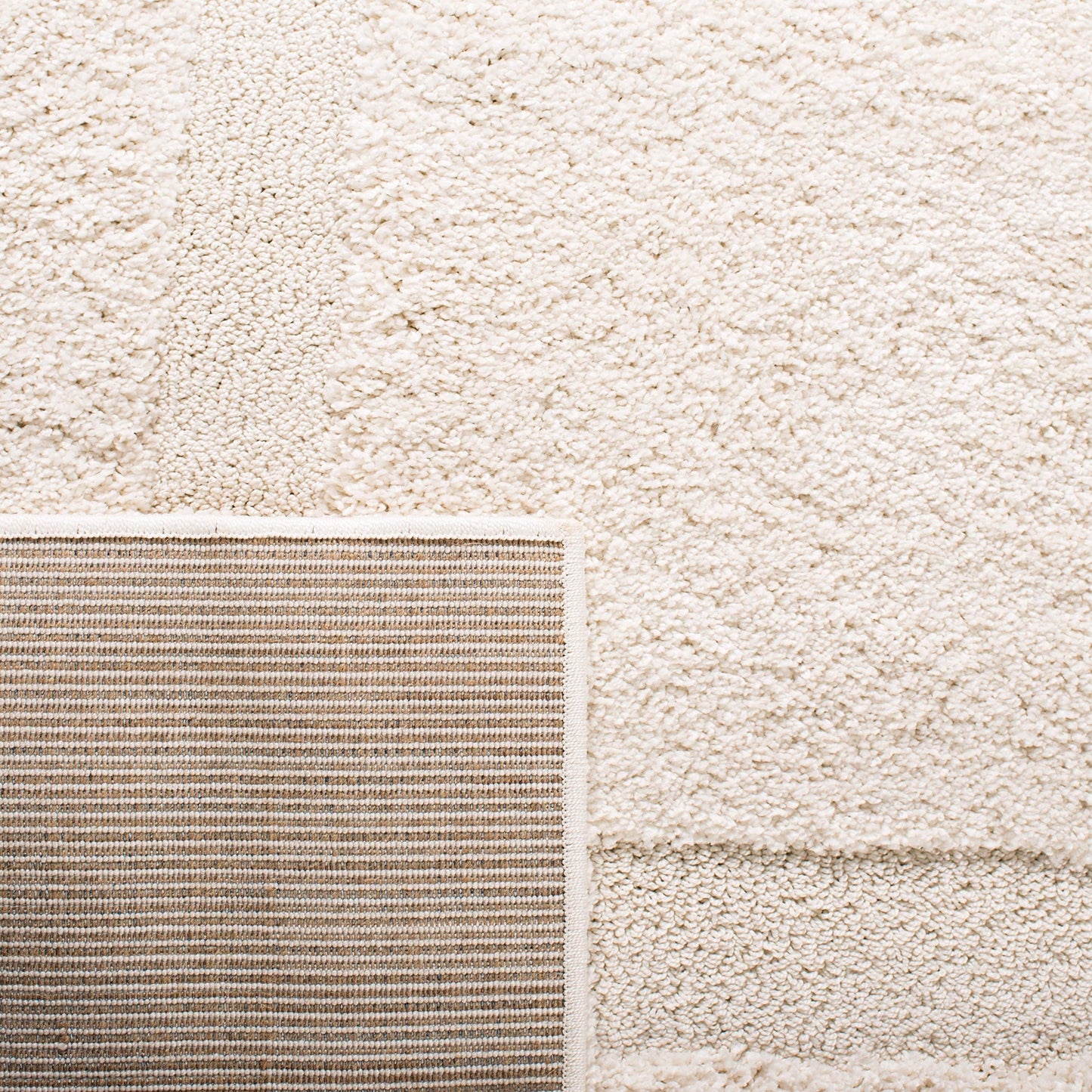 SAFAVIEH Florida Shag Collection Area Rug - 8'6" x 12', Creme & Creme, Border Design, Non-Shedding & Easy Care, 1.2-inch Thick Ideal for High Traffic Areas in Living Room, Bedroom (SG454-1111)