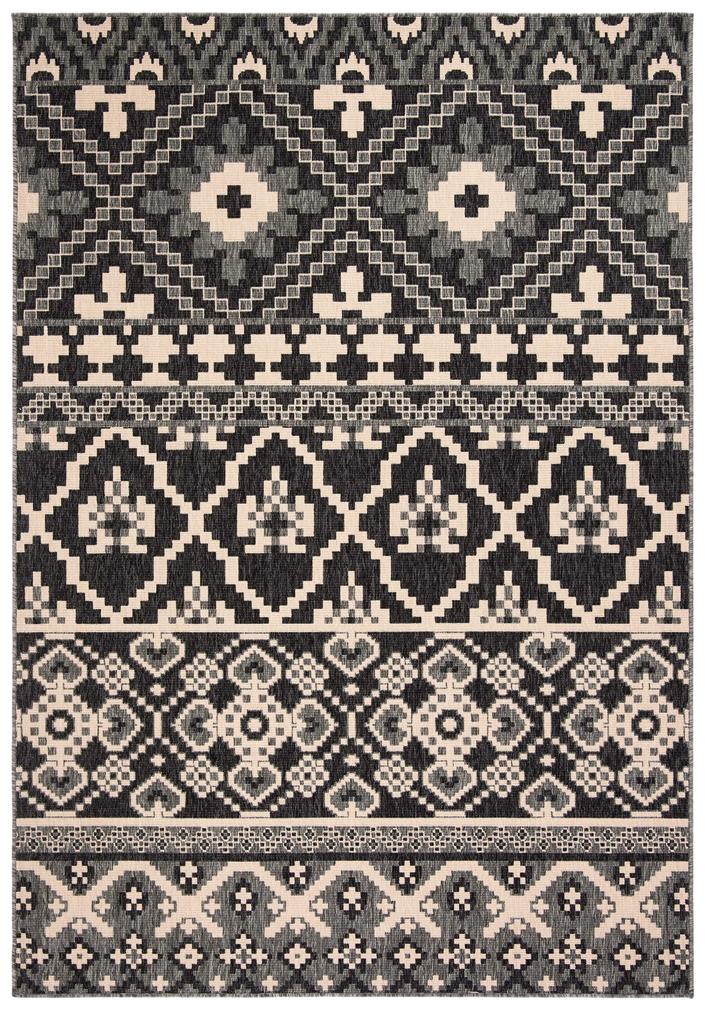 SAFAVIEH Washable Rug Outdoor Veranda Collection - 6'7" x 9'6", Grey & Beige, Non-Shedding & Easy to Clean, Ideal for Patio, Backyard, Mudroom (VER097-3435)