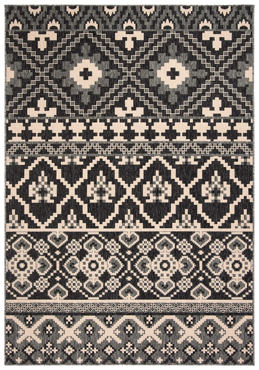 SAFAVIEH Washable Rug Outdoor Veranda Collection - 6'7" x 9'6", Grey & Beige, Non-Shedding & Easy to Clean, Ideal for Patio, Backyard, Mudroom (VER097-3435)