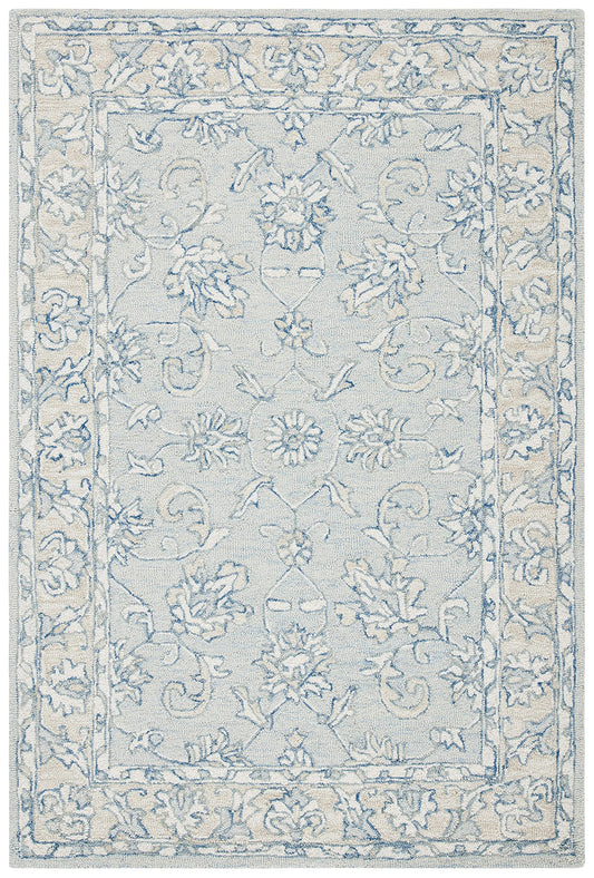 SAFAVIEH Micro-Loop Collection Accent Rug - 2'3" x 5', Blue & Beige, Handmade Wool, Ideal for High Traffic Areas in Entryway, Living Room, Bedroom (MLP535M)