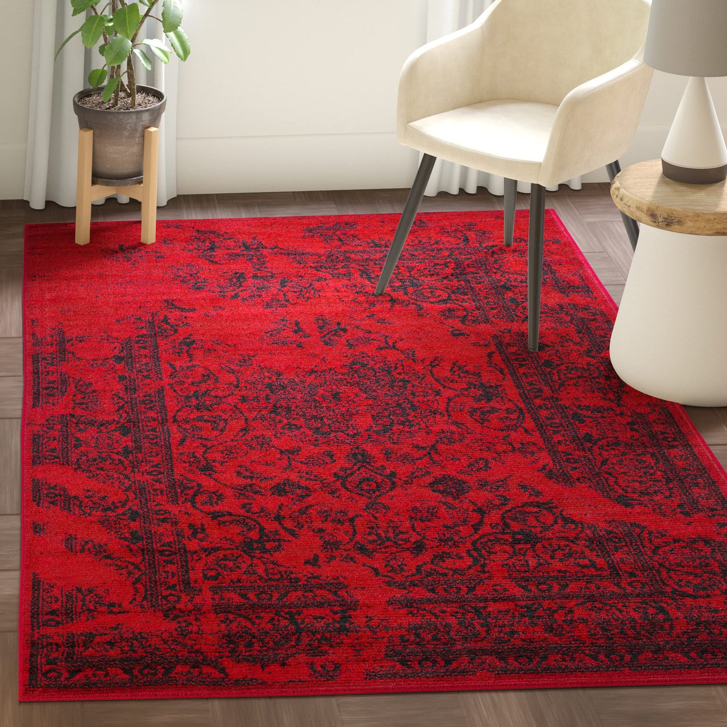 SAFAVIEH Adirondack Collection Accent Rug - 4' x 6', Red & Black, Oriental Distressed Design, Non-Shedding & Easy Care, Ideal for High Traffic Areas in Entryway, Living Room, Bedroom (ADR101F)