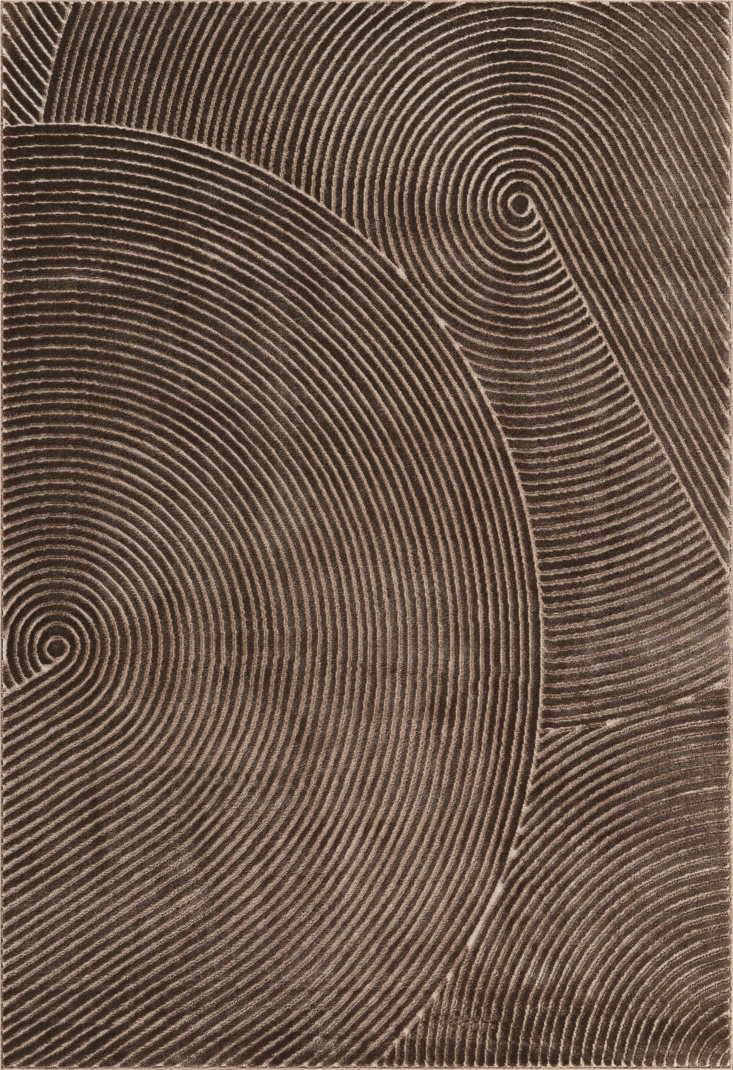 Abani Neutral Collection Brown Area Rug 4' x 6' for Living Room, Bedroom - Mid-Century Concentric Circle Design - Durable & Easy to Clean