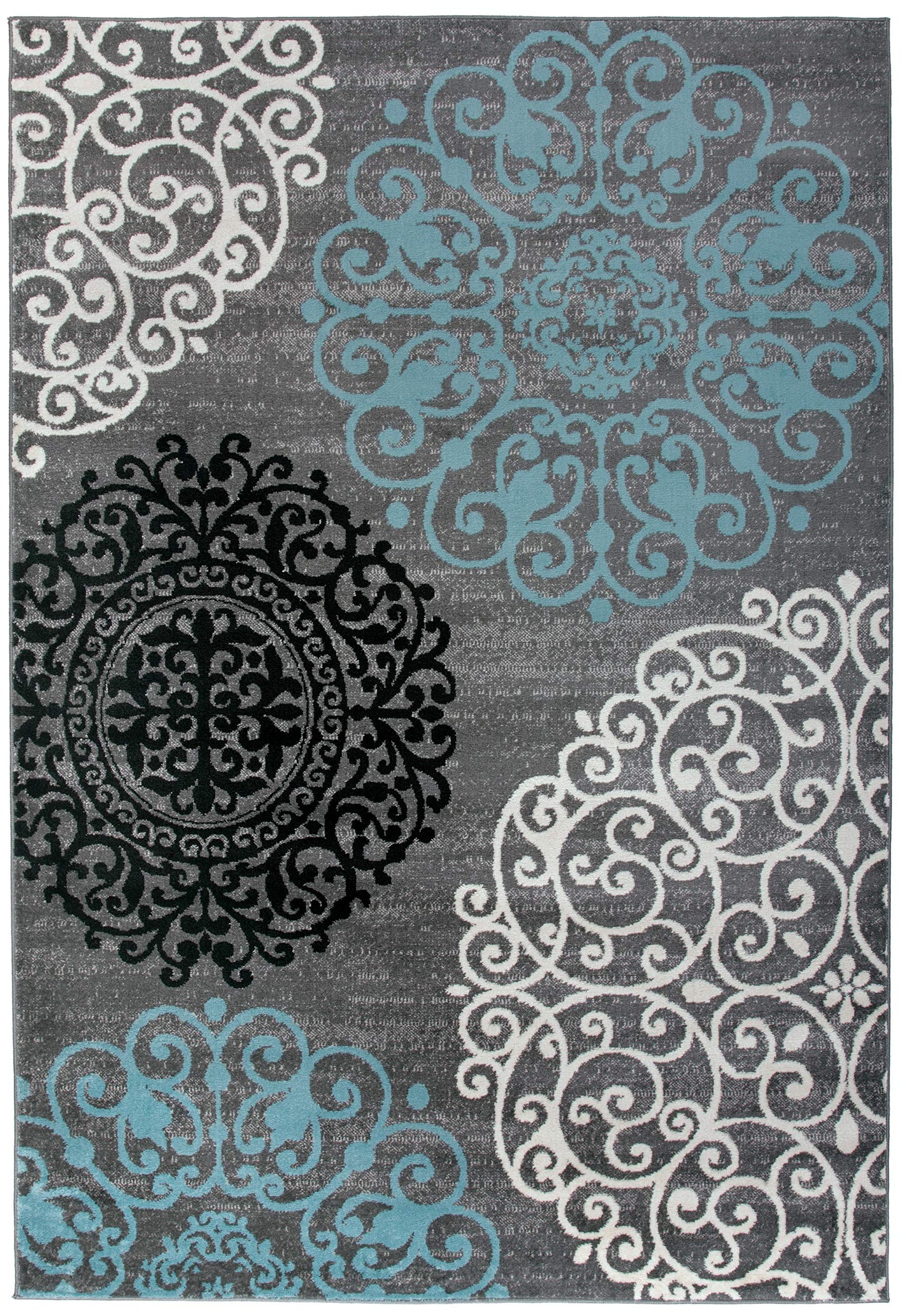 Rugshop Contemporary Modern Floral Carpet Alfombras Perfect for high Traffic Areas of Your Living Room,Bedroom,Home Office,Kitchen Area Rug 5'3" x 7'3" Gray