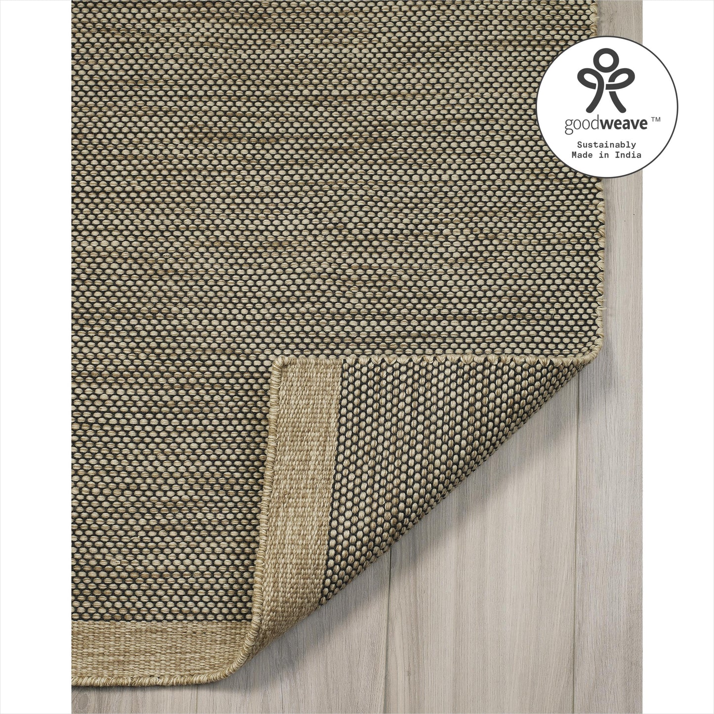 Fab Habitat Machine Washable Area Rug - Hand Woven, Stain Resistant, Pet Friendly - Premium Recycled Polyester Yarn - Solid - Kitchen, Bathroom - Kingscote - Black & Beige - 2 x 3 ft