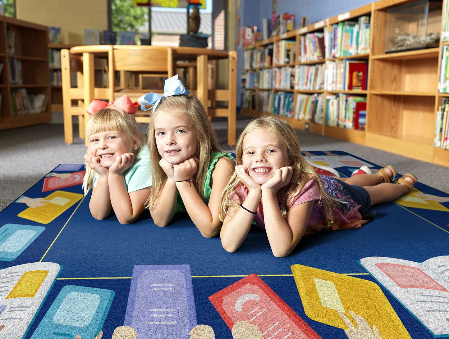 Flagship Carpets Book Border Multicolor Children's Educational Rug for Classroom Reading Area or at Home Activity and Learning Space, 7'6" x 12', Rectangle