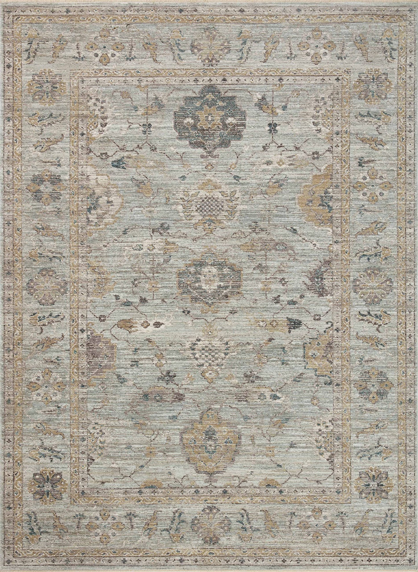 Loloi Magnolia Home by Joanna Gaines Millie Collection MIE-02 Sky/Gold 5'-3" x 7'-6", .25" Pile Height, Area Rug