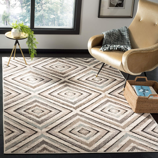 SAFAVIEH Amsterdam Collection Accent Rug - 4' x 6', Cream & Beige, Diamond Geometric Design, Non-Shedding & Easy Care, Ideal for High Traffic Areas in Entryway, Living Room, Bedroom (AMS109A)