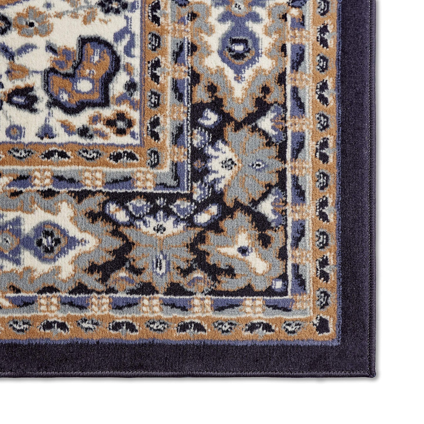 Home Dynamix Premium Sakarya Traditional Medallion Border Area Rug, Navy Blue/Brown, 7'8"x10'7" Rectangle