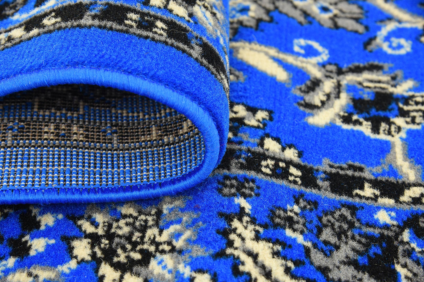 Unique Loom Sialk Hill Collection Area Rug - Washington (2' 7" x 10' Runner, Dark Blue/ Black)